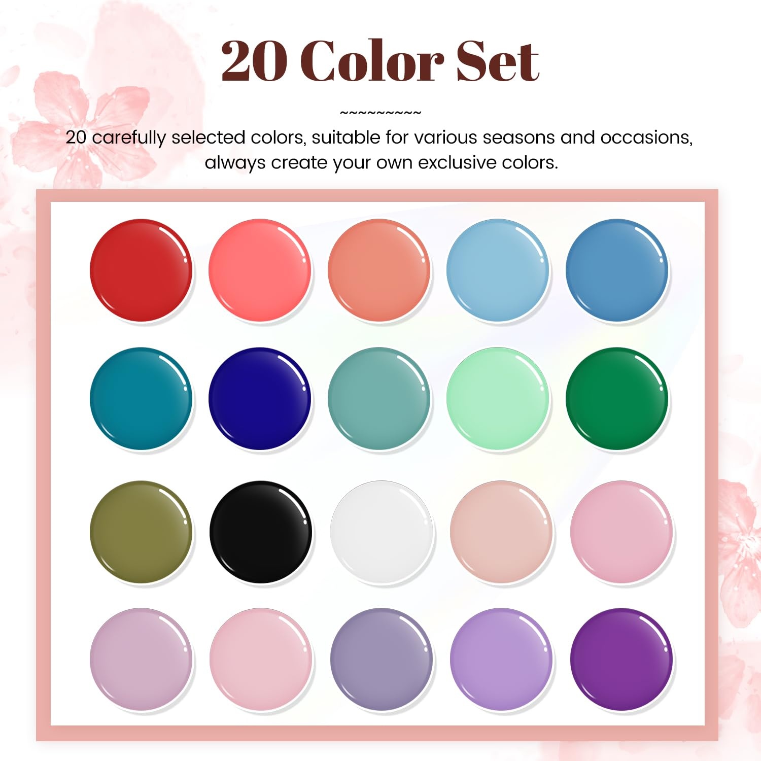 JODSONE 23 PCS Gel Nail Polish Set with Base Glossy and Matte Top Coat Multicolored Gel Nail Long Lasting Suitable for All Seasons(20SET-01A) - view 2