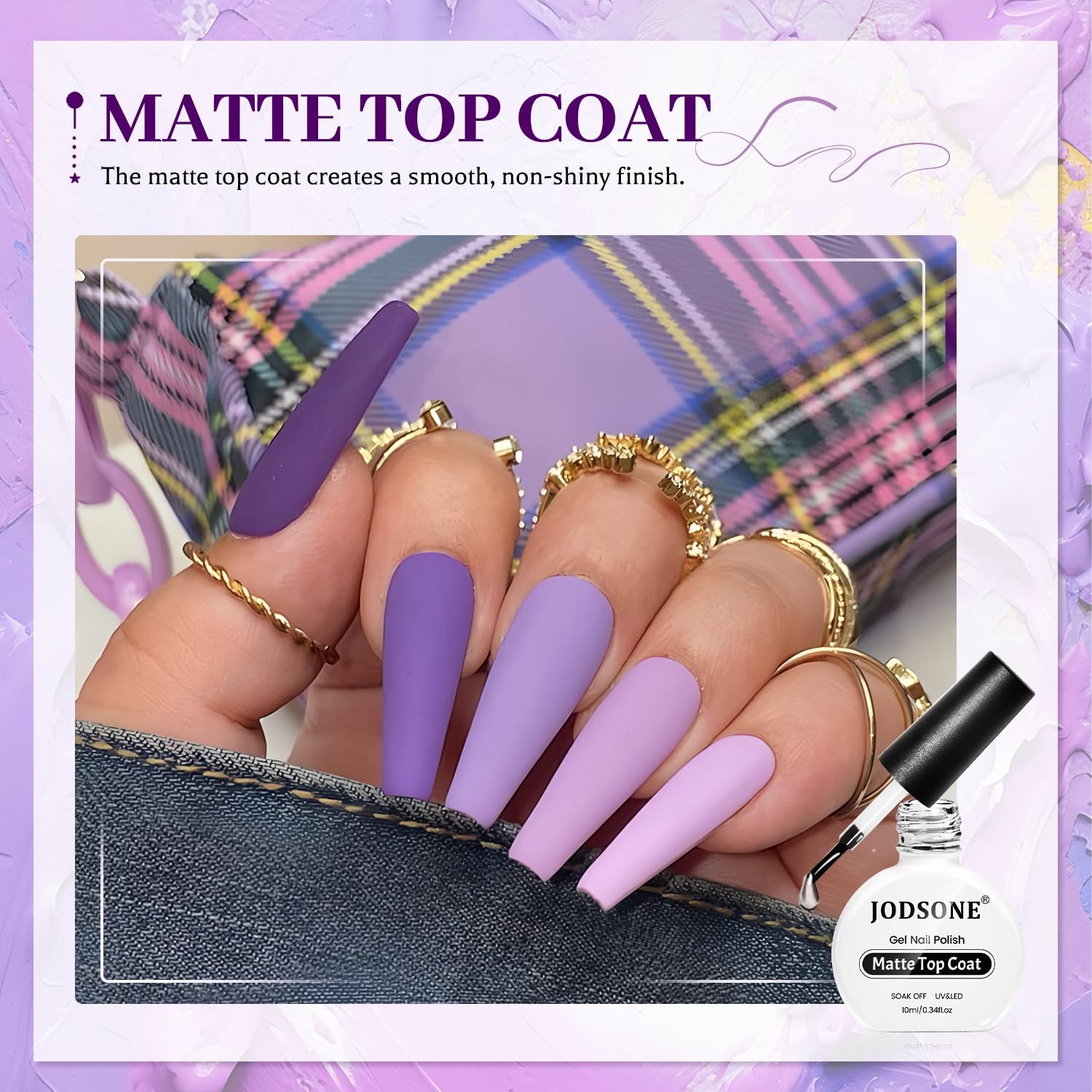 JODSONE 4 Bottle 10ML Nail Primer Base Coat Top Coat and Builder Gel Glossy Durable Long Lasting Gift for Girls at Home Salon Design(3pcs Top and Base coat + Matte Top Coat) - view 4