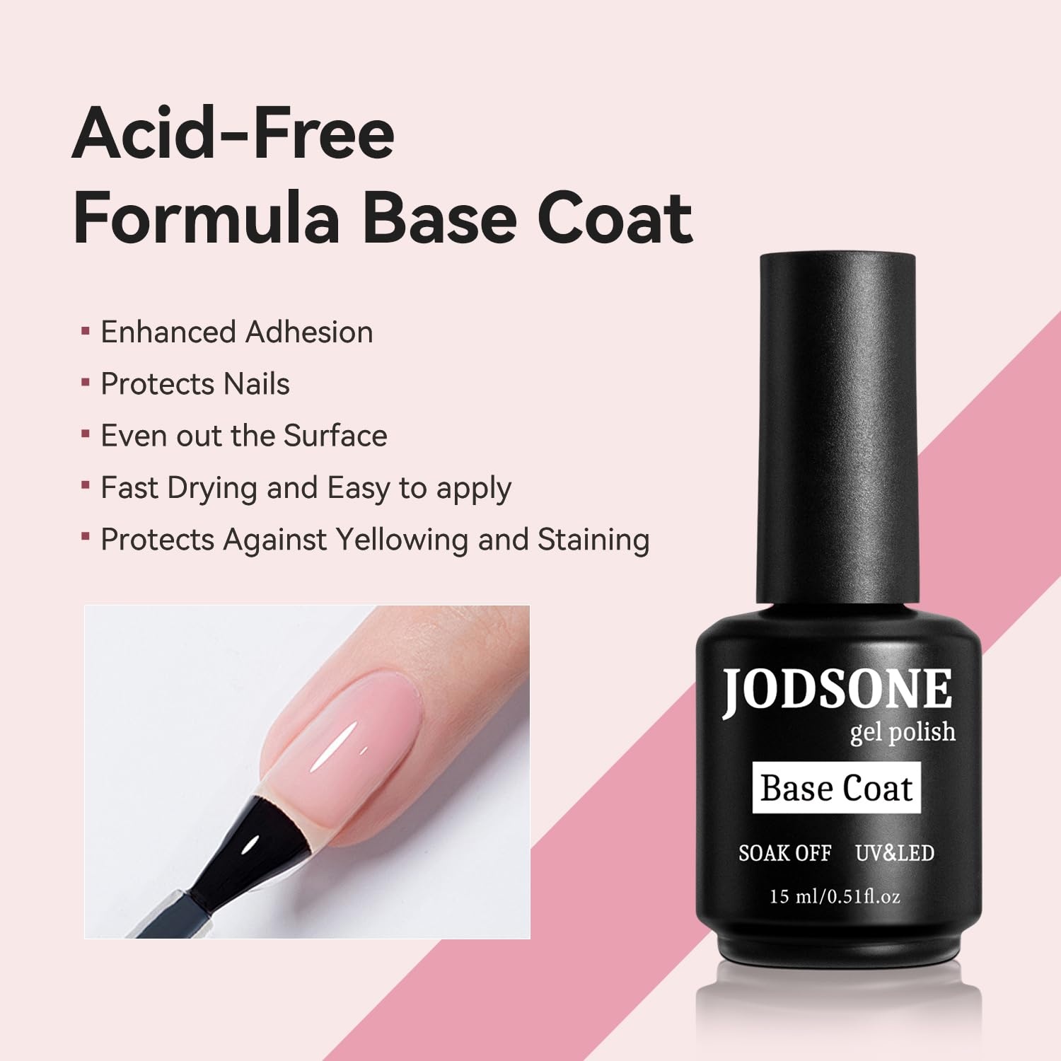 JODSONE 15ML Nail Primer Base Coat Top Coat Glossy Quick Drying Durable DIY Nail Art Design Long Lasting Gift(15ML-BTM)
