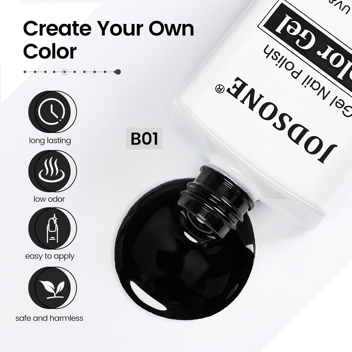 JODSONE 18ml Nude Jelly Gel Nail Polish Soak Off UV LED Art Manicure Salon DIY at Home Gift for Women(Black)