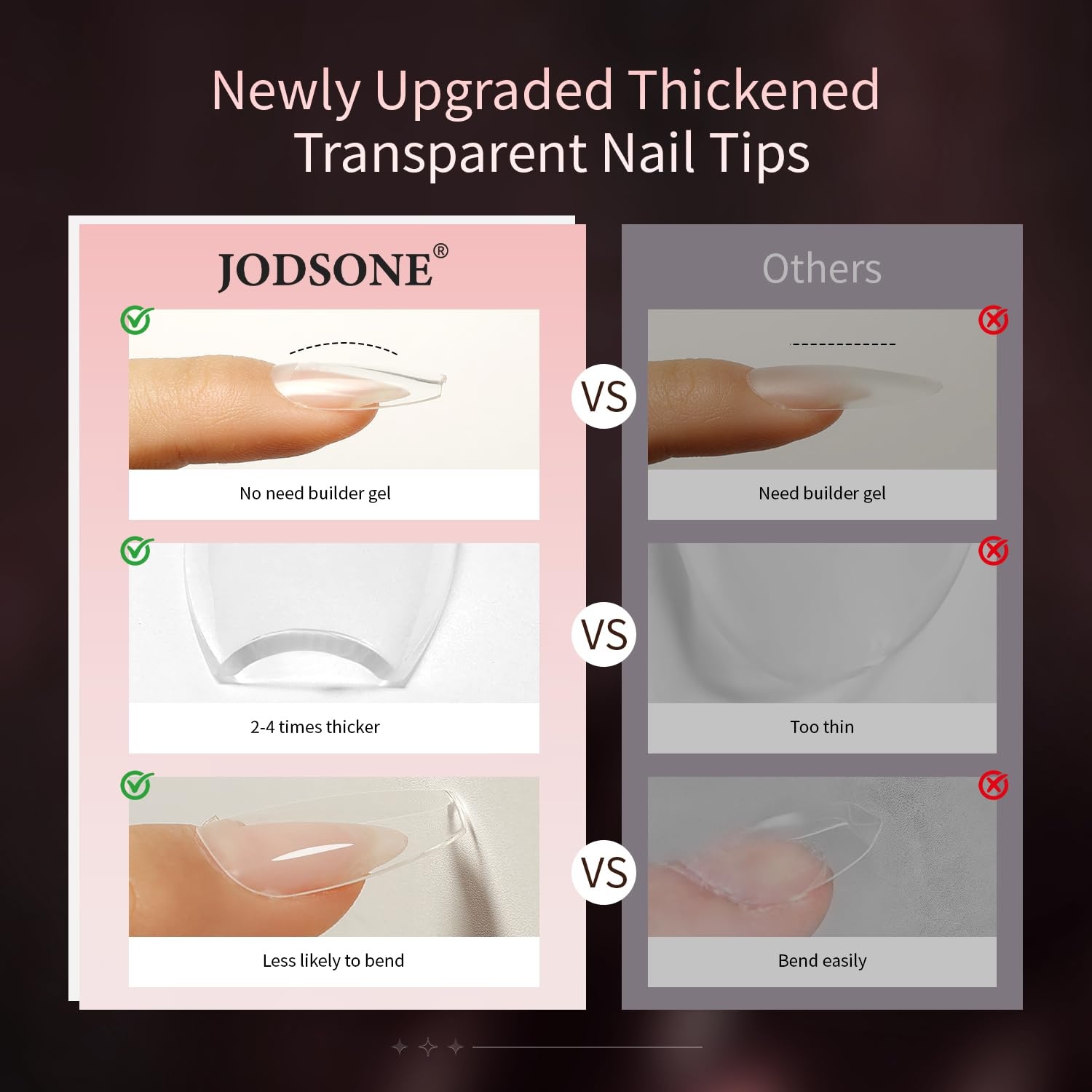 JODSONE 15ml Nail Glue Gel 4 in 1 for Nail Tips Long Lasting Extension Glue for Clear Nail Tips and Clear Press on Nails, Nail Repair Treatment, Salon Art DIY at Home Need U V Light Cured(Coffin Nail Tips)