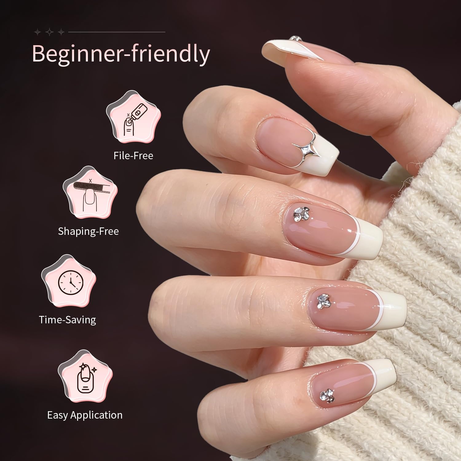 JODSONE 15ml Nail Glue Gel 4 in 1 for Nail Tips Long Lasting Extension Glue for Clear Nail Tips and Clear Press on Nails, Nail Repair Treatment, Salon Art DIY at Home Need U V Light Cured(Coffin Nail Tips) - view 4