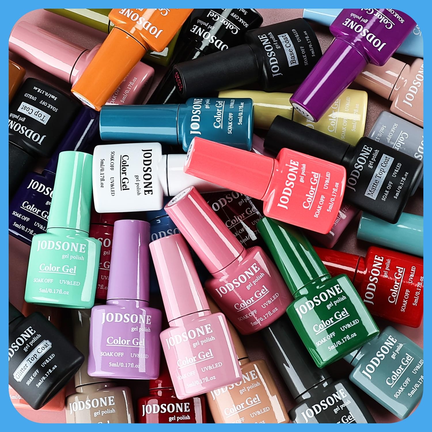 JODSONE 12 PCS 16.5 ml Gel Nail Polish Same Color Same Bottle with Base Coat and Top Coat, 10 Colors for At-Home Salon Nail Art, Holiday Gifts(36KIT) - view 2
