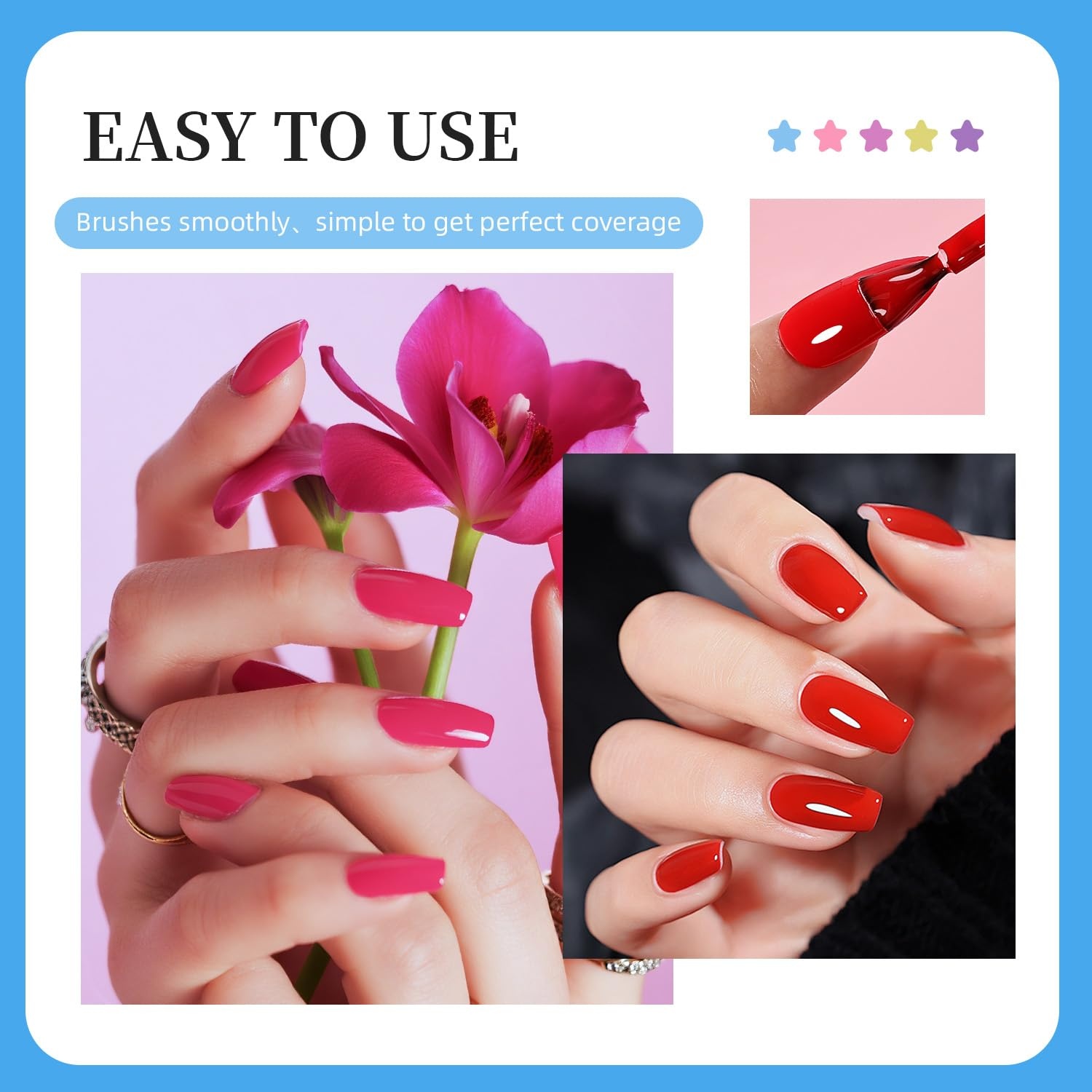 JODSONE 12 PCS 16.5 ml Gel Nail Polish Same Color Same Bottle with Base Coat and Top Coat, 10 Colors for At-Home Salon Nail Art, Holiday Gifts(36KIT) - view 5