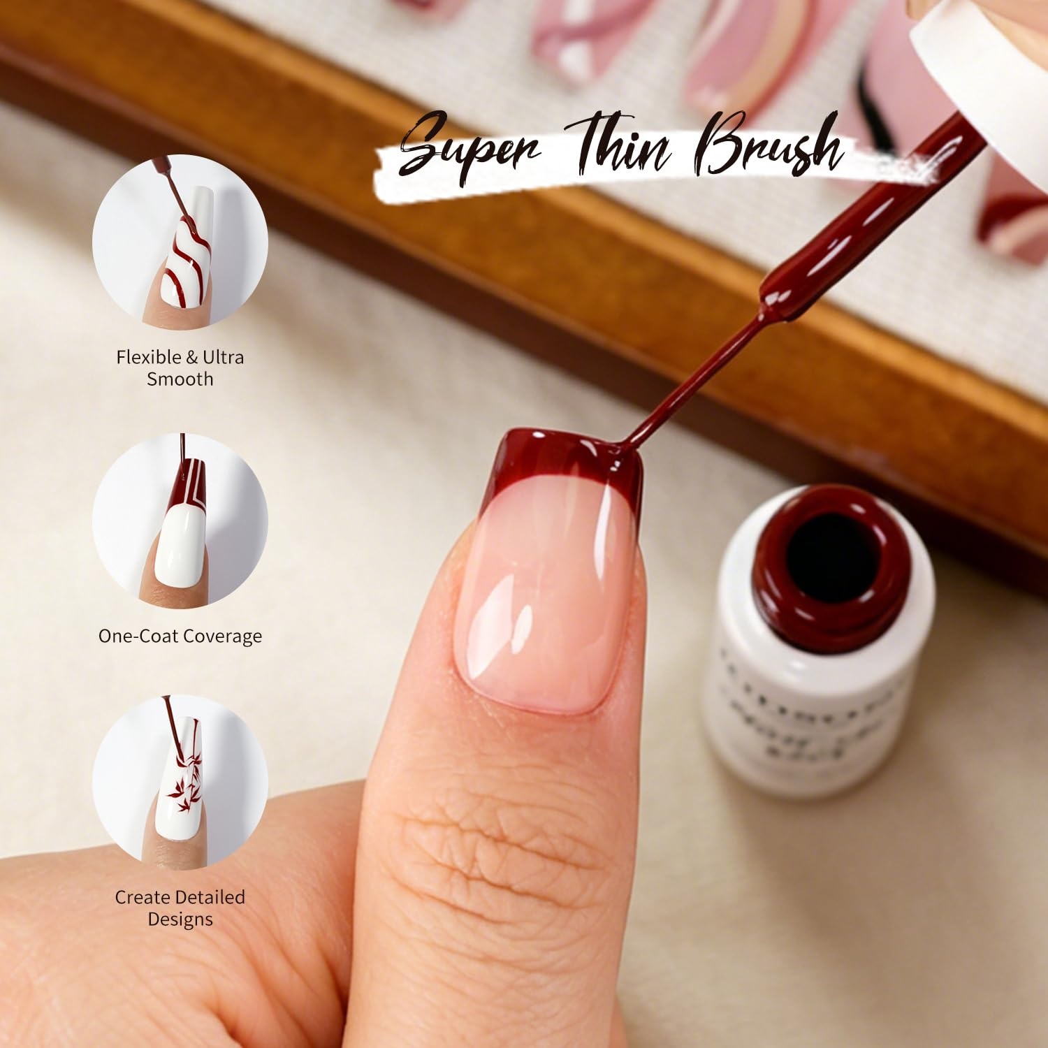 JODSONE 5ml Nail Art Gel Liner Set 10 Colors Gel Nail Polish Need U V Lamp Cured with Thin Brush Gift for Girls at Home Salon Design,Pink Red Blue Purple(LMK01-LMK10) - view 3