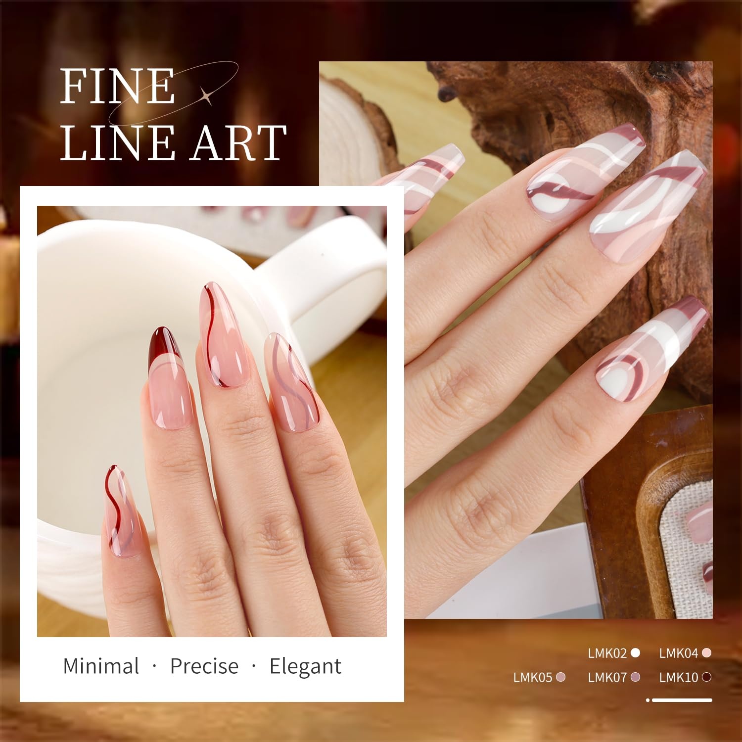 JODSONE 5ml Nail Art Gel Liner Set 10 Colors Gel Nail Polish Need U V Lamp Cured with Thin Brush Gift for Girls at Home Salon Design,Pink Red Blue Purple(LMK01-LMK10) - view 5