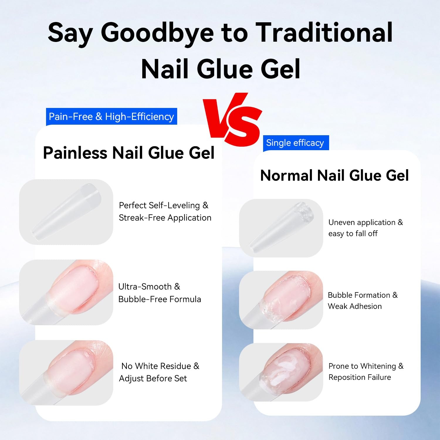 JODSONE 15ml Nail Glue Gel 4 in 1 for Nail Tips Long Lasting Extension Glue for Clear Nail Tips and Clear Press on Nails, Nail Repair Treatment, Salon Art DIY at Home Need U V Light Cured(15ml Clear 5-in-1) - view 2