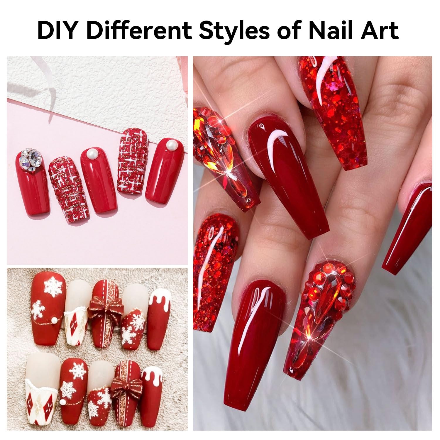 JODSONE 12 PCS 16.5 ml Gel Nail Polish Same Color Same Bottle with Base Coat and Top Coat, 10 Colors for At-Home Salon Nail Art, Holiday Gifts(16.5ml-Red) - view 6