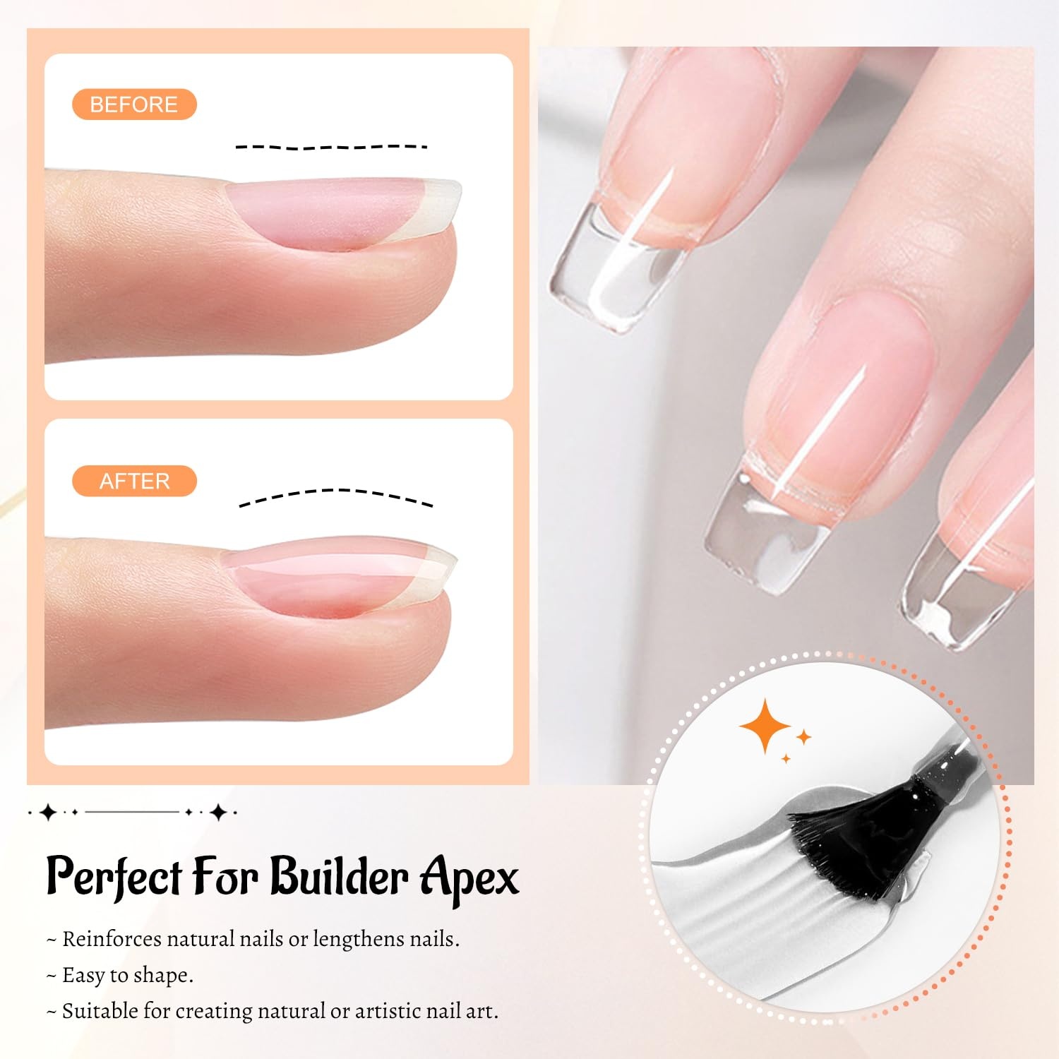 JODSONE 4 Bottle 10ML Nail Primer Base Coat Top Coat and Builder Gel Glossy Durable Long Lasting Gift for Girls at Home Salon Design(4pcs BTP-BG Set) - view 5