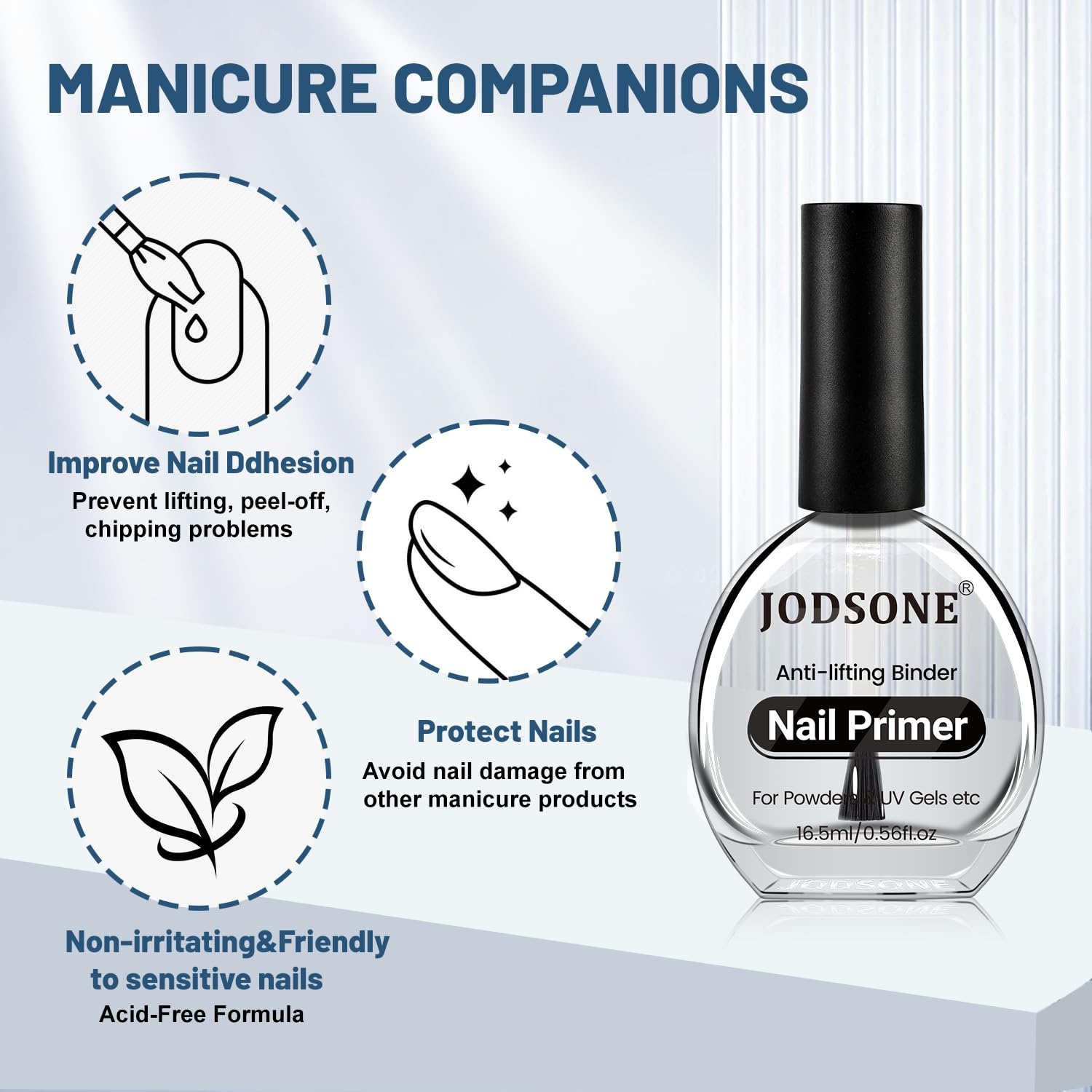 JODSONE 4 Bottles of 15 Capacities of Nail Dehydrator Nail Primer Base Top Coat Long Lasting and Easy to Apply Large Bottle(1PCS-16.6ml-P)
