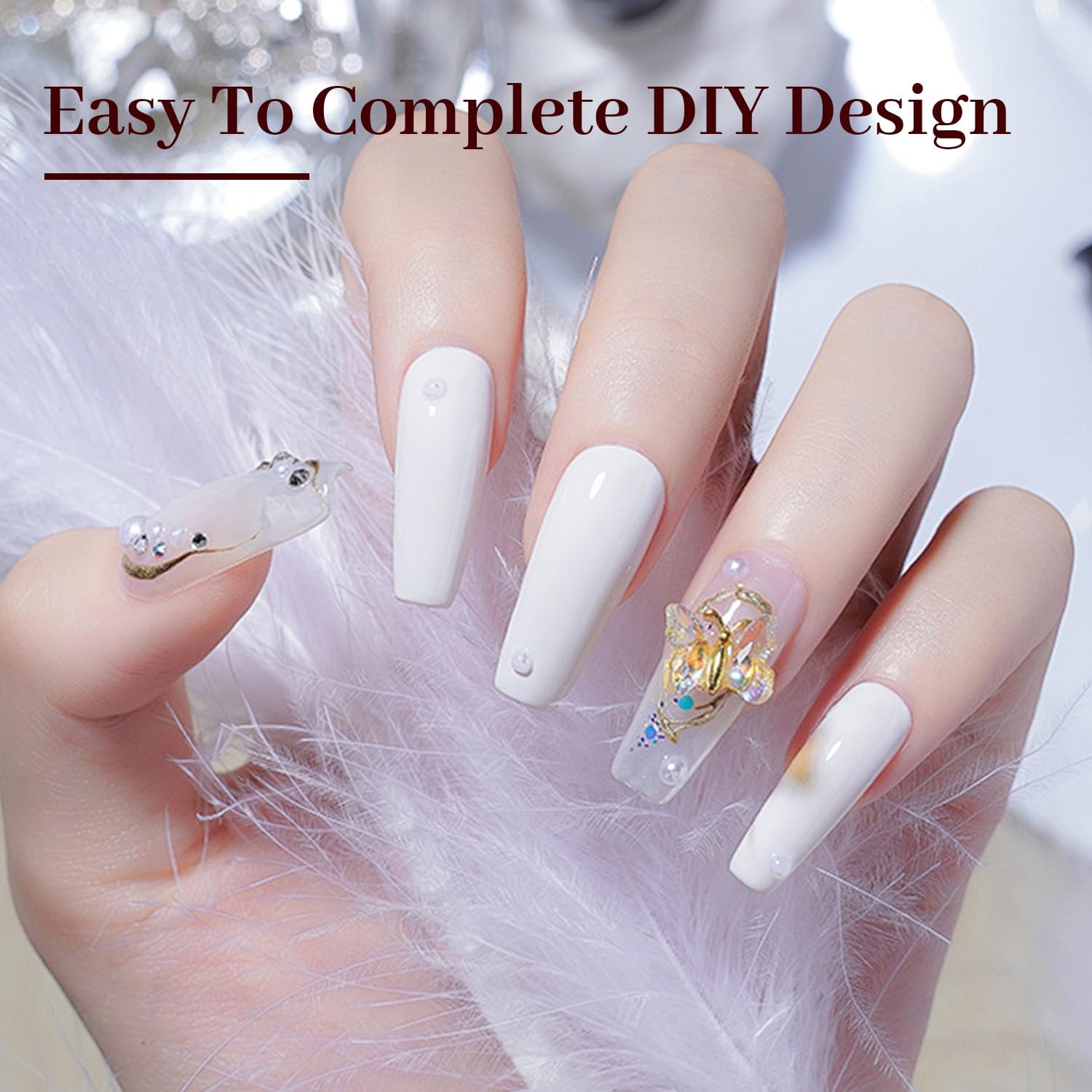 JODSONE 10ml Gel Nail Polish Set Red Glitter 6Colors Glitter Rose Red Gel Polish Lacquer Glossy Art for Nail and Salon Need U V Lamp(White) - view 2