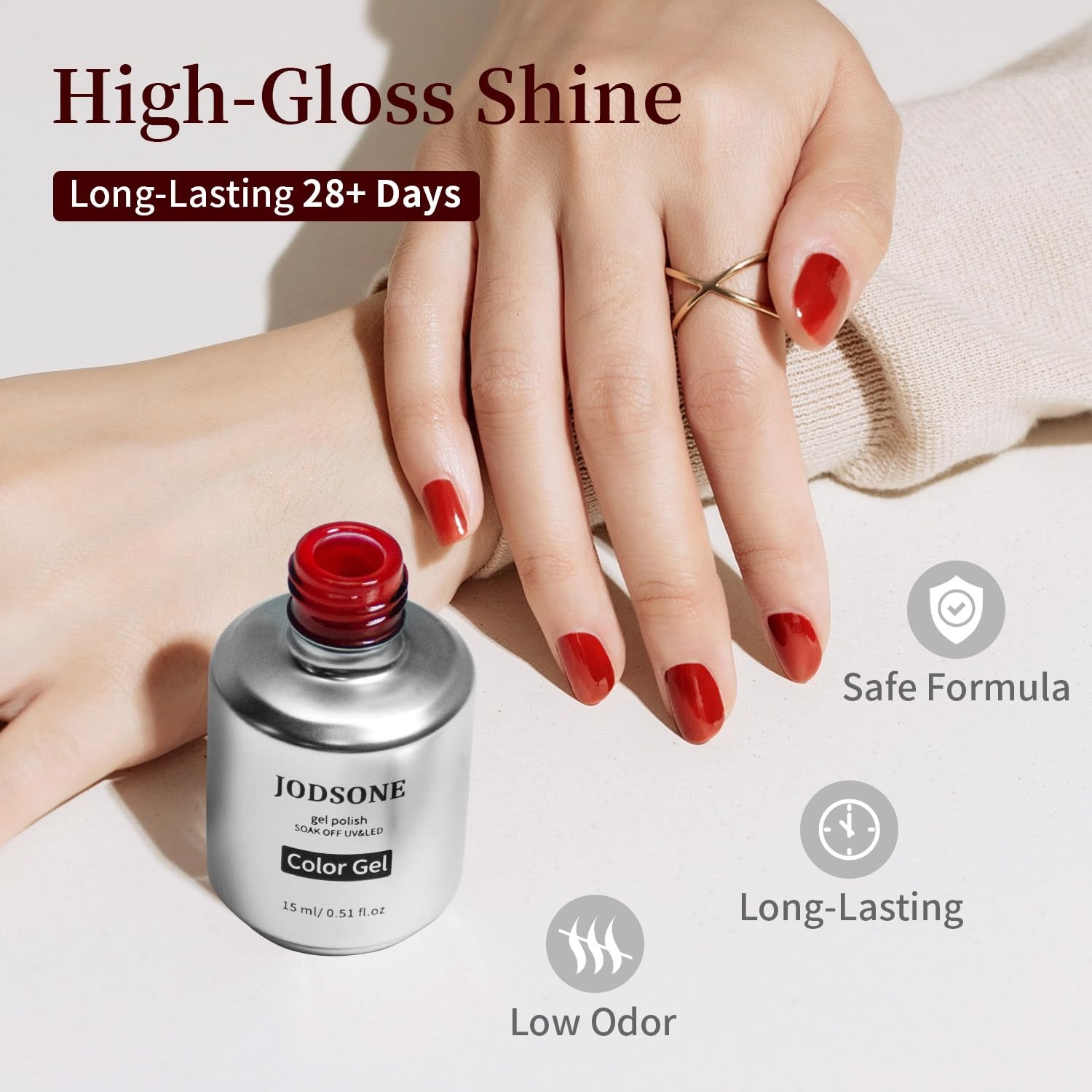 JODSONE Red Gel Nail Polish 1Pc 15ml Soak Off U V LED Gel Polish Nail Art Design Manicure Salon DIY At Home - view 3