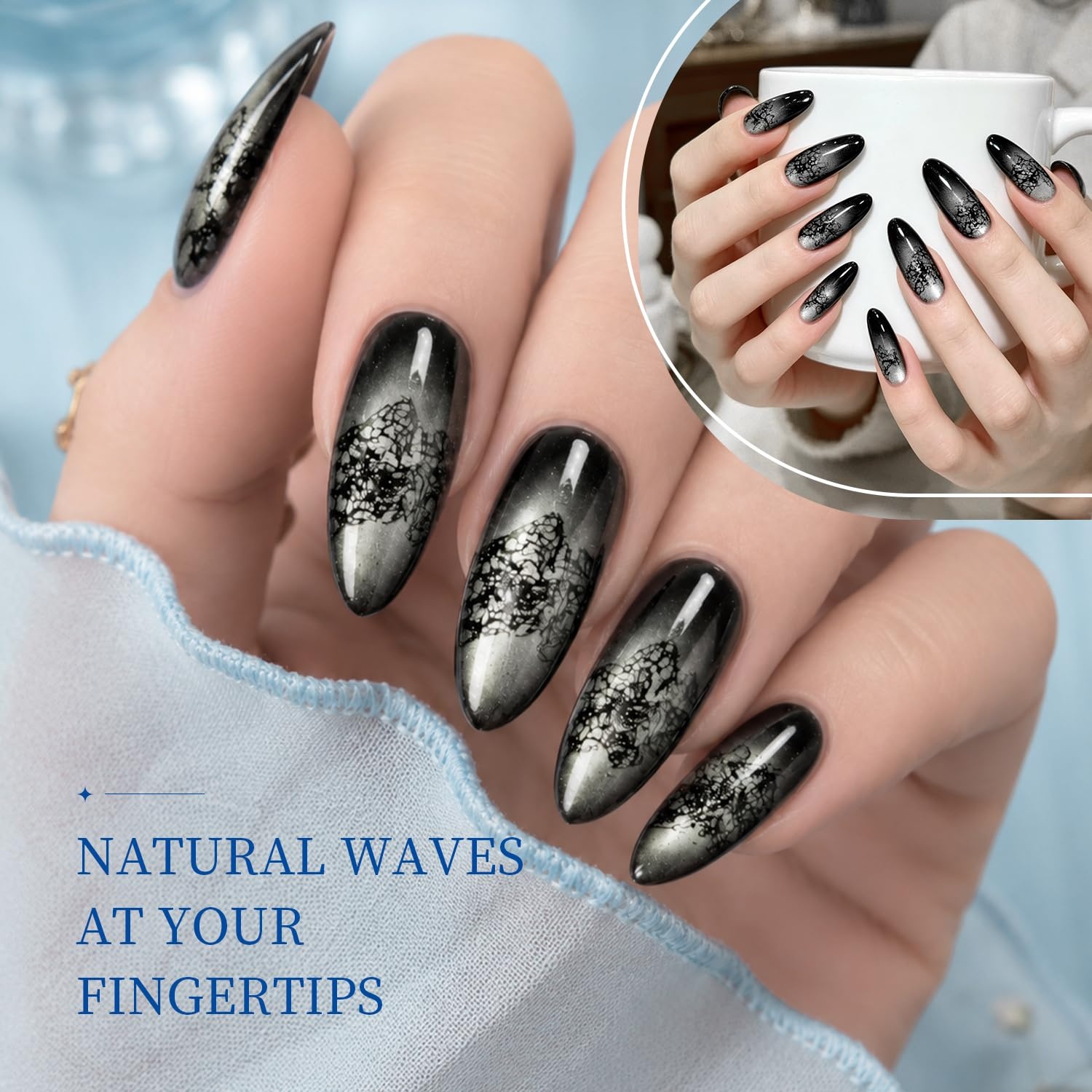 JODSONE Ocean Wave Blooming Gel Nail Polish,16.5ml Wave White Blooming Liquid for Spreading Wave Effect,High Fluidity Wave Textures for DIY Nail Art Design,Applied Over Uncured Base Gel(B1502) - view 5