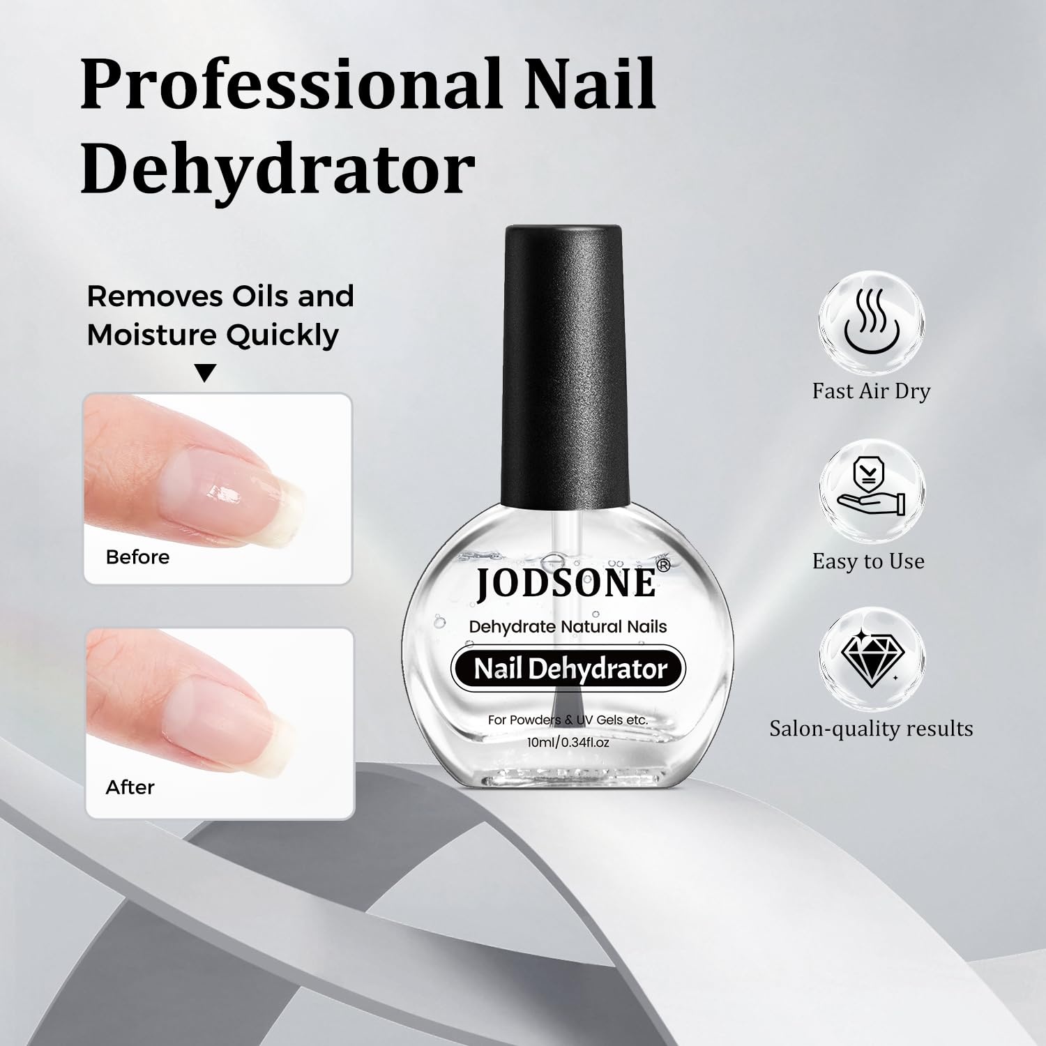 JODSONE 4 Bottle 10ML Nail Primer Base Coat Top Coat and Builder Gel Glossy Durable Long Lasting Gift for Girls at Home Salon Design(nail primer and dehydrator)