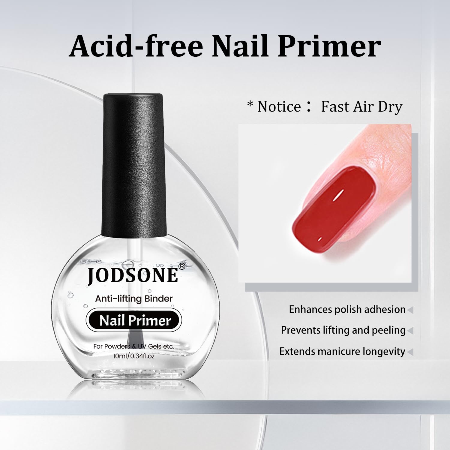 JODSONE 4 Bottle 10ML Nail Primer Base Coat Top Coat and Builder Gel Glossy Durable Long Lasting Gift for Girls at Home Salon Design(nail primer and dehydrator) - view 2