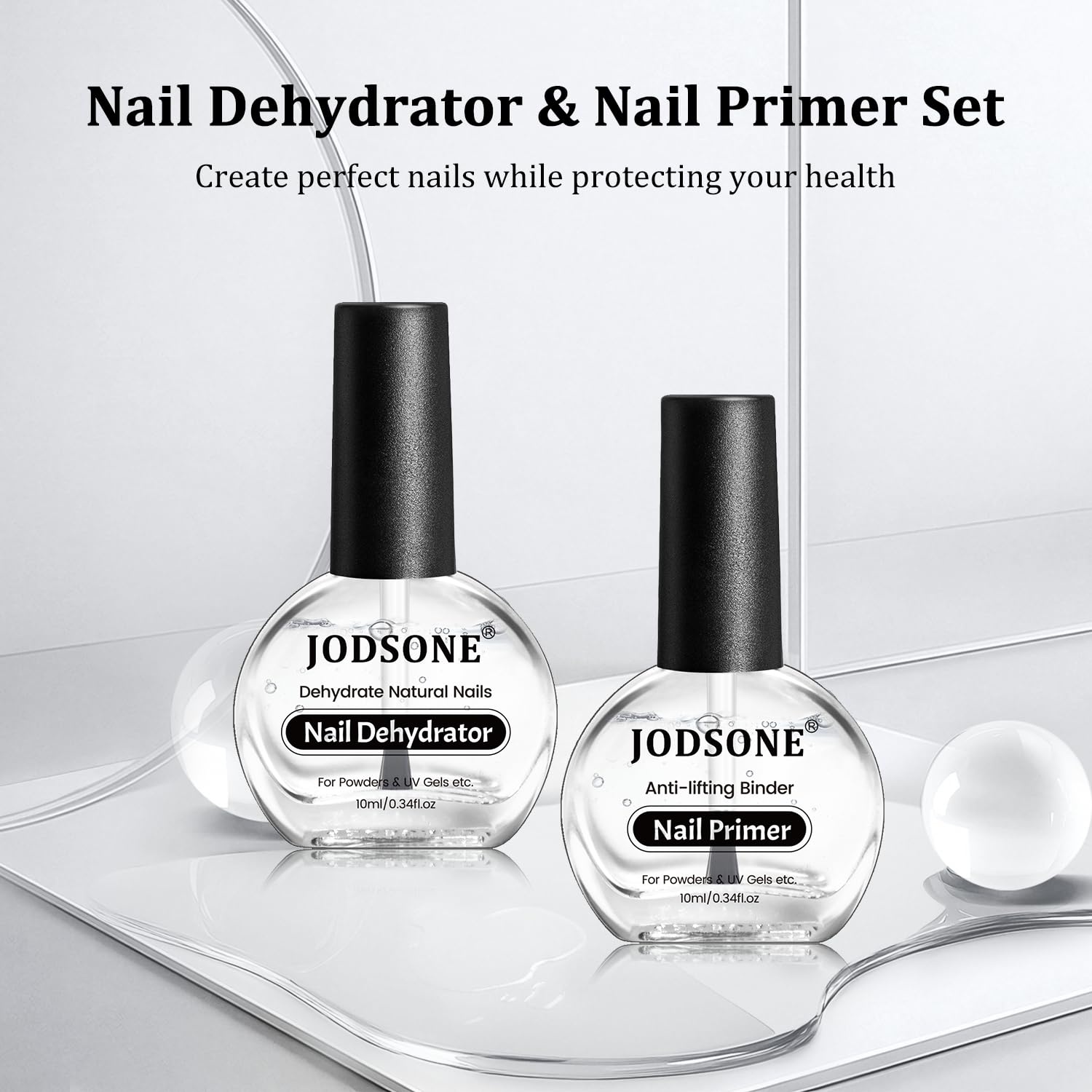 JODSONE 4 Bottle 10ML Nail Primer Base Coat Top Coat and Builder Gel Glossy Durable Long Lasting Gift for Girls at Home Salon Design(nail primer and dehydrator) - view 3
