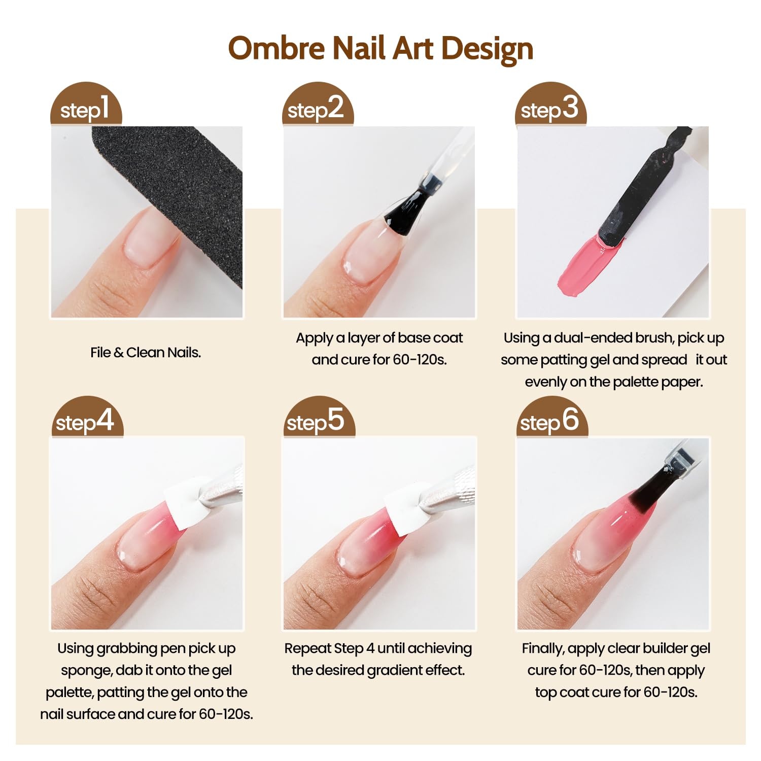 JODSONE Sponge Pat Painting Nail Gel Set 32 Colors with 100pcs Nail Sponges and 1 Grabber Pen Ombre Blush Nails Drawing DIY Nail Art U V/LED Curing - view 7