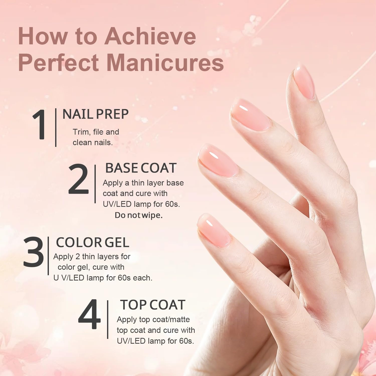 JODSONE 18ml Nude Jelly Gel Nail Polish Soak Off UV LED Art Manicure Salon DIY at Home Gift for Women(Jelly Beige Pink) - view 5
