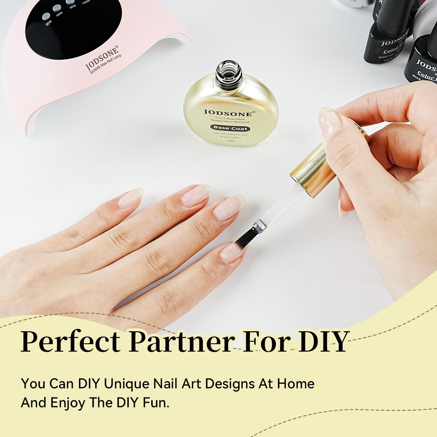 JODSONE Peel off Gel Base Coat,16.5ml No Wipe, Warmly Removable Foundation for Gel Nail Polish & Tips. U V/LED Cured, Long-Lasting, DIY Use(G08) - view 4