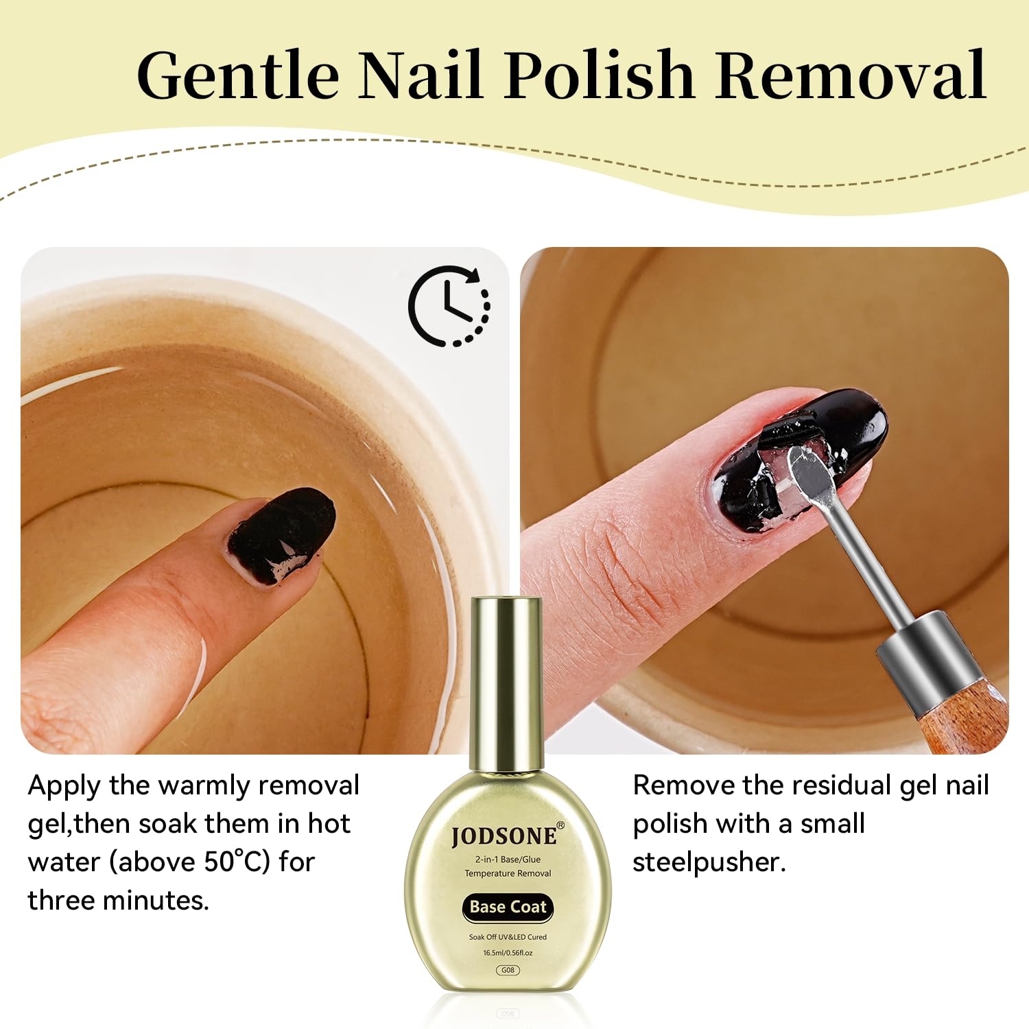 JODSONE Peel off Gel Base Coat,16.5ml No Wipe, Warmly Removable Foundation for Gel Nail Polish & Tips. U V/LED Cured, Long-Lasting, DIY Use(G08) - view 7