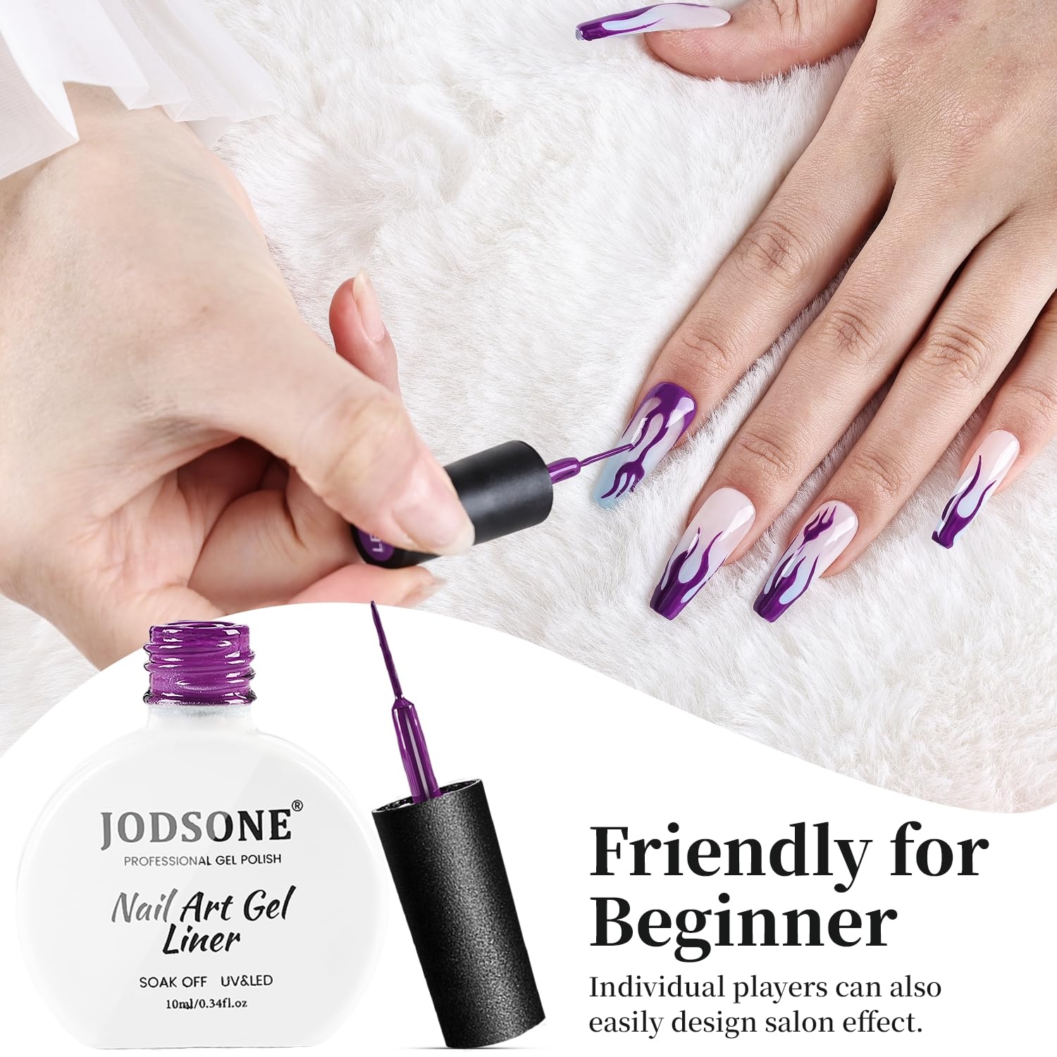 JODSONE 2Pcs Gel Nail Polish Set 10ml Black and White Gel Polish,Soak Off LED U V Nail Gel Manicure All Seasons Gel Polish Nail(LB17) - view 4