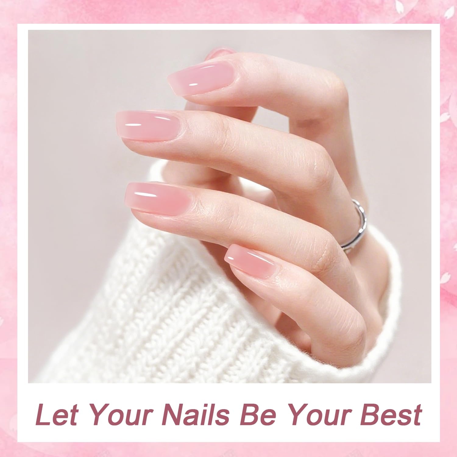 JODSONE 18ml Nude Jelly Gel Nail Polish Soak Off UV LED Art Manicure Salon DIY at Home Gift for Women(Jelly Crystal Pink)