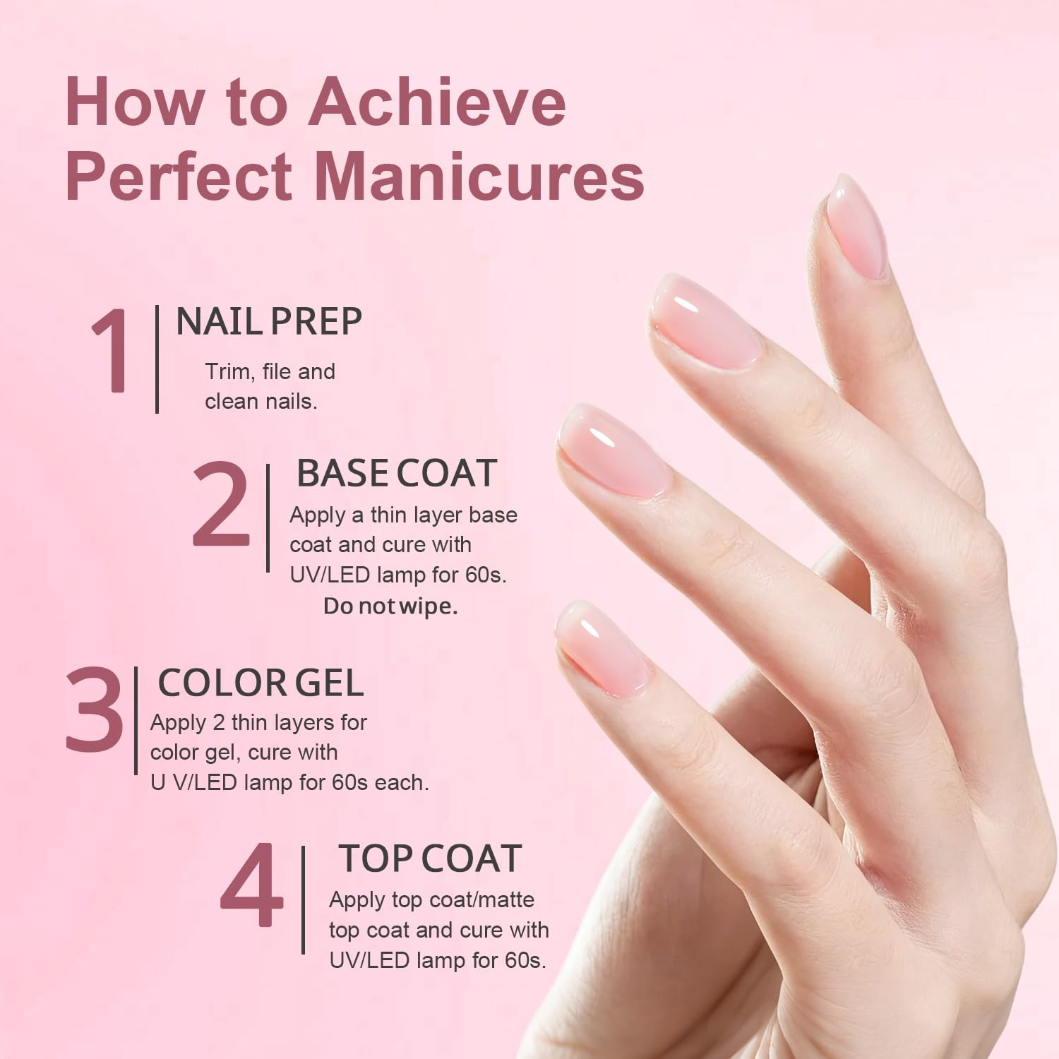 JODSONE 18ml Nude Jelly Gel Nail Polish Soak Off UV LED Art Manicure Salon DIY at Home Gift for Women(Jelly Crystal Pink) - view 5