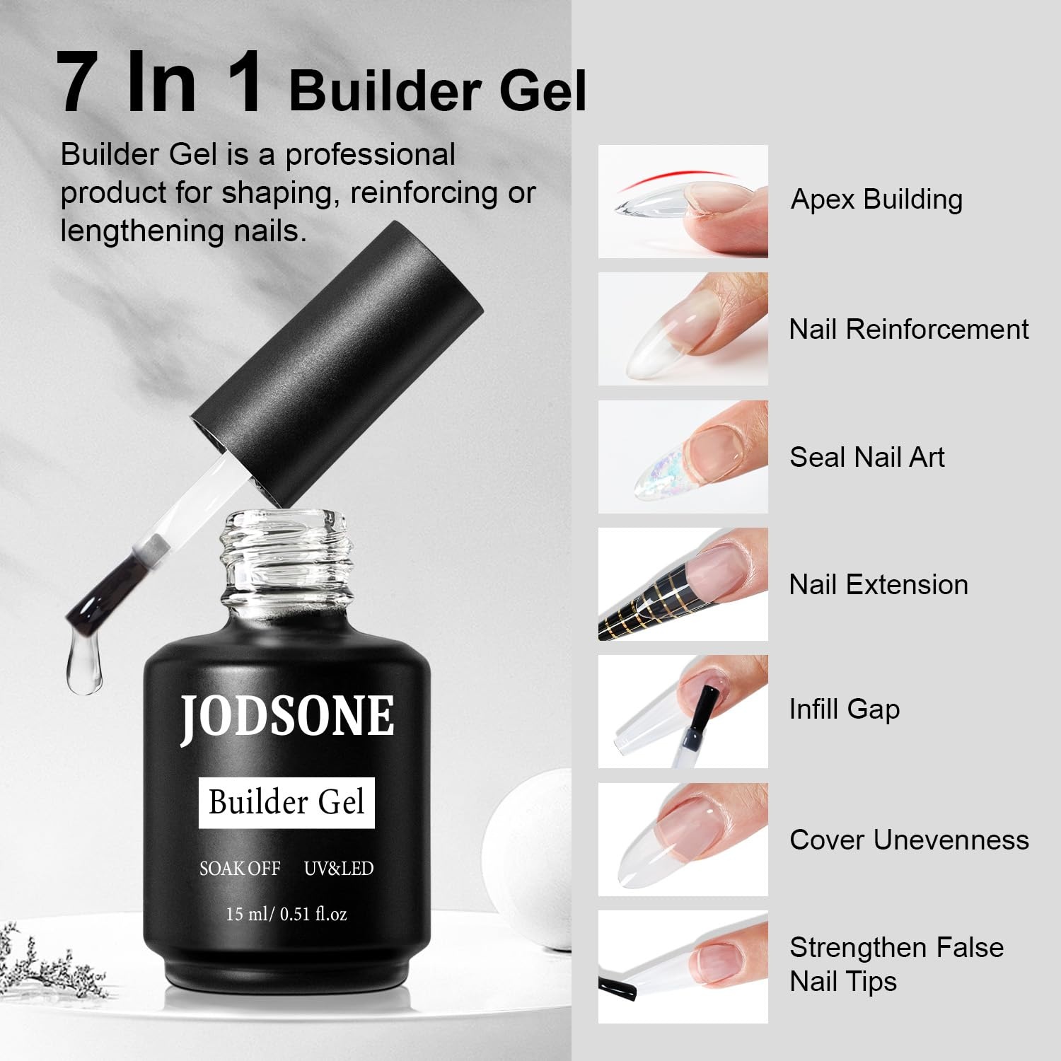 JODSONE 15ML Nail Primer Base Coat Top Coat Glossy Quick Drying Durable DIY Nail Art Design Long Lasting Gift(15ML-PBT-BG) - view 3