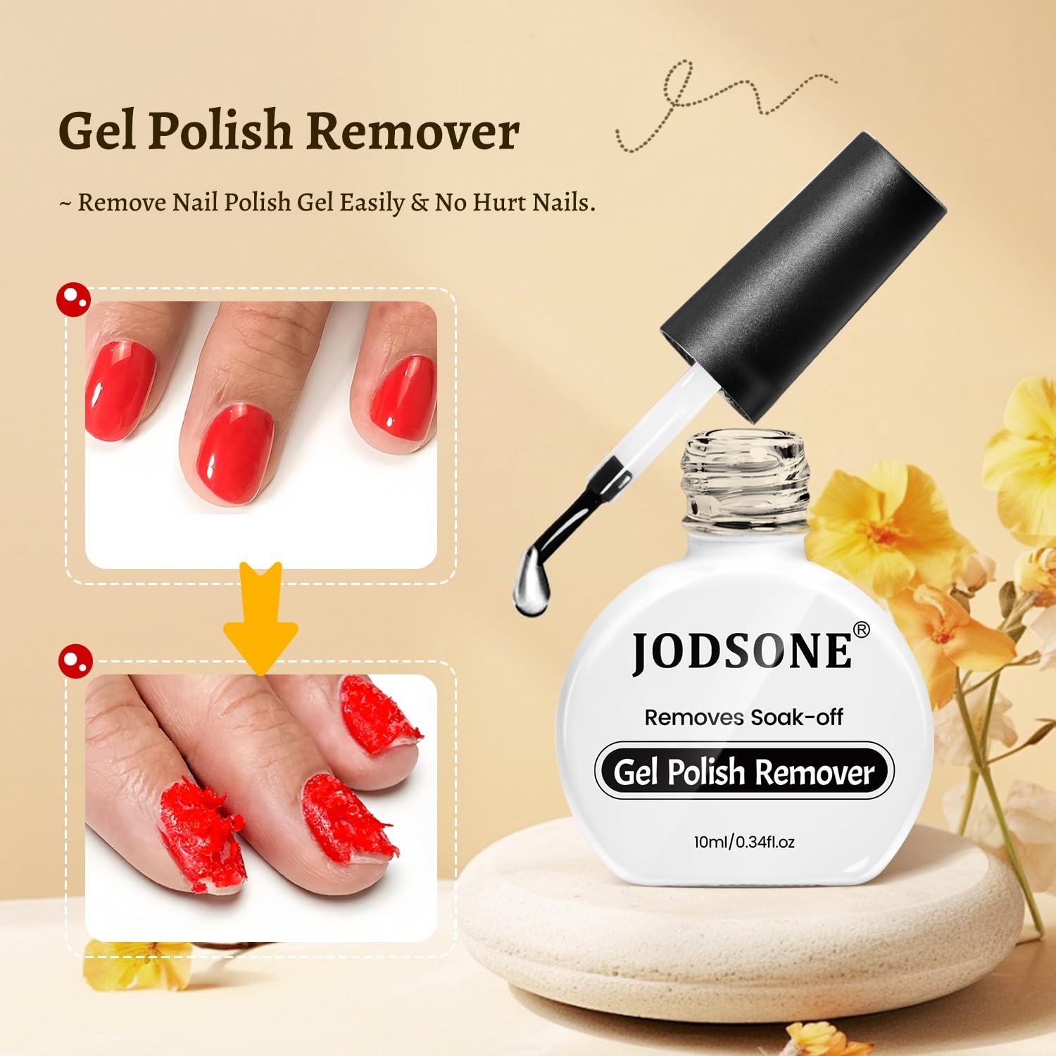 JODSONE 3Pcs 10ml Top and Base Coat Gel Nail Remover Set Gel Nail Remover for Quick and Easy at Home Removal U V Light Curing Required(3Pcs 10ML-Top Base Remover Set) - view 3