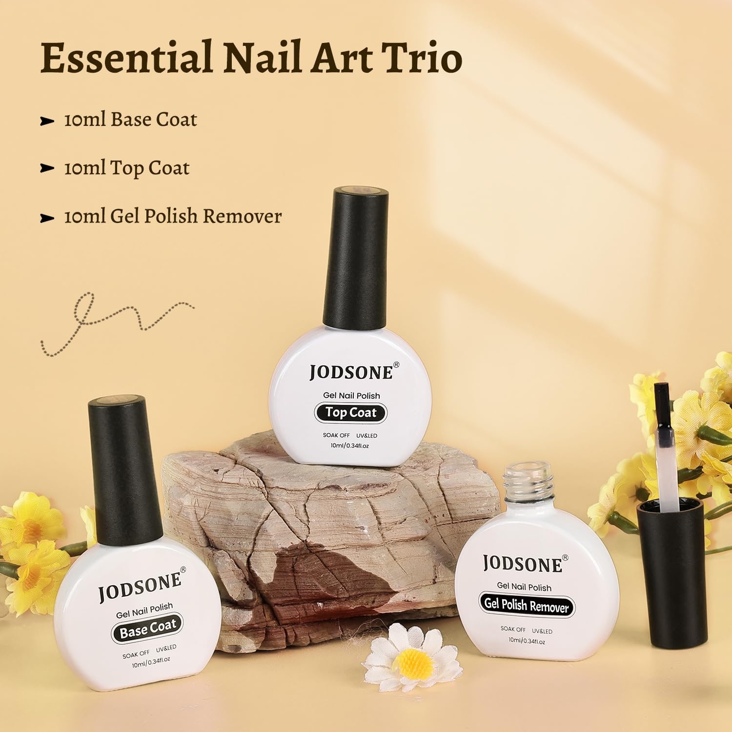 JODSONE 3Pcs 10ml Top and Base Coat Gel Nail Remover Set Gel Nail Remover for Quick and Easy at Home Removal U V Light Curing Required(3Pcs 10ML-Top Base Remover Set) - view 8