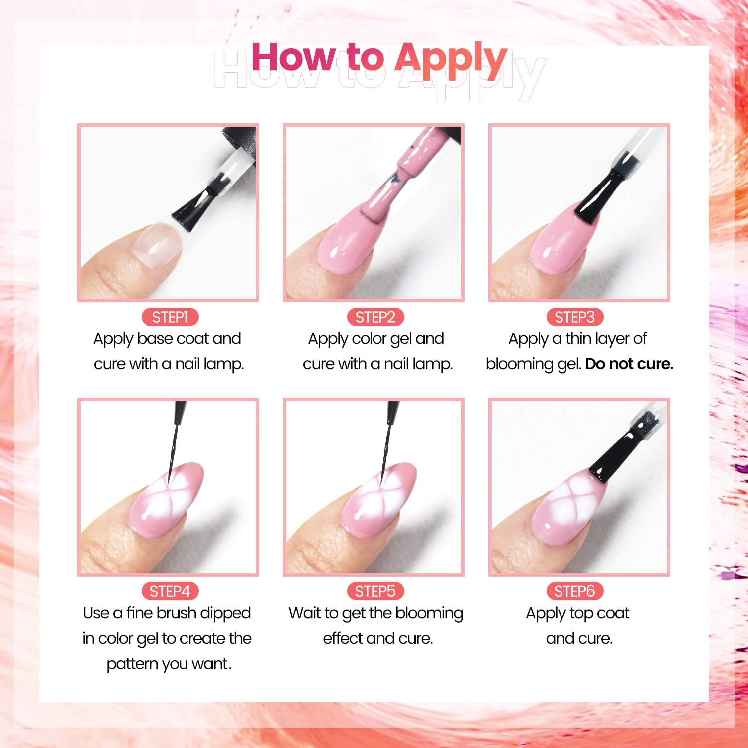JODSONE 3pcs 10ml Base Top Coat Blooming Gel Set No Wipe for Gradient and Watercolor Nail Art Blooming Gel Creates Spreading Effects Requires U V Lamp Curing(10ml Blooming Gel Nail Polish (Single)) - view 8