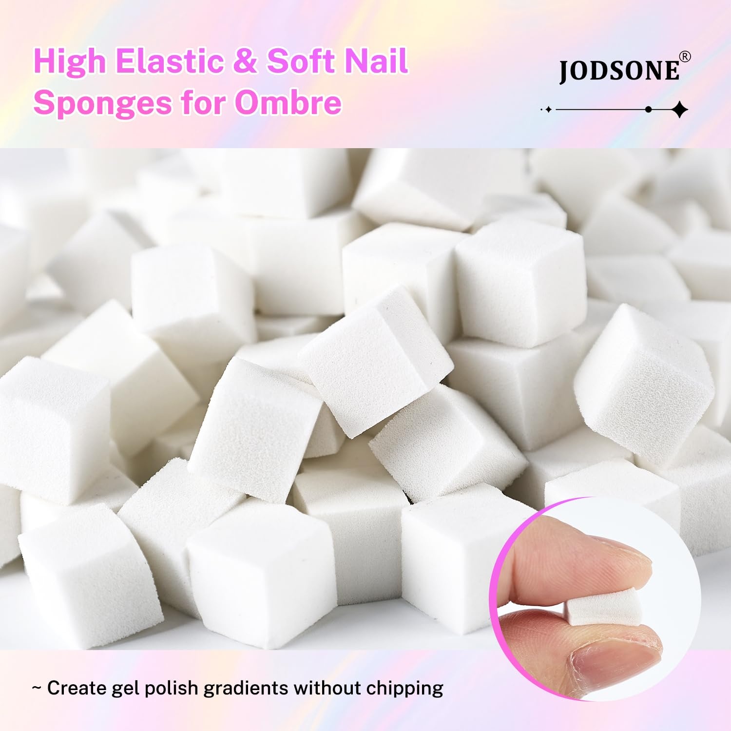 JODSONE Sponge Pat Paint Nail Gel 9 Colors French Gradient Gel Nail Blush Blooming At Home DIY Nail Art Designs(100PCS-Nail-Sponges)