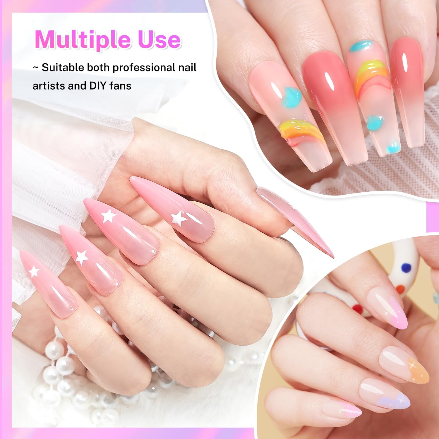 JODSONE Sponge Pat Paint Nail Gel 9 Colors French Gradient Gel Nail Blush Blooming At Home DIY Nail Art Designs(100PCS-Nail-Sponges) - view 5