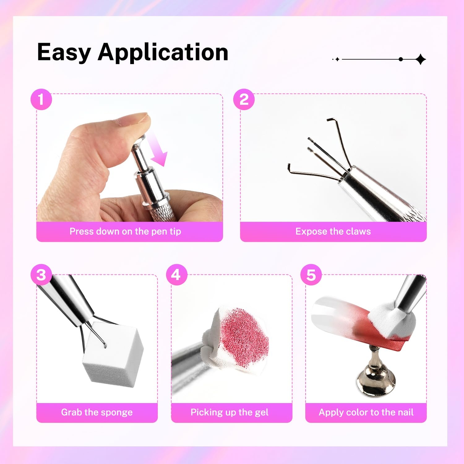 JODSONE Sponge Pat Paint Nail Gel 9 Colors French Gradient Gel Nail Blush Blooming At Home DIY Nail Art Designs(100PCS-Nail-Sponges) - view 6