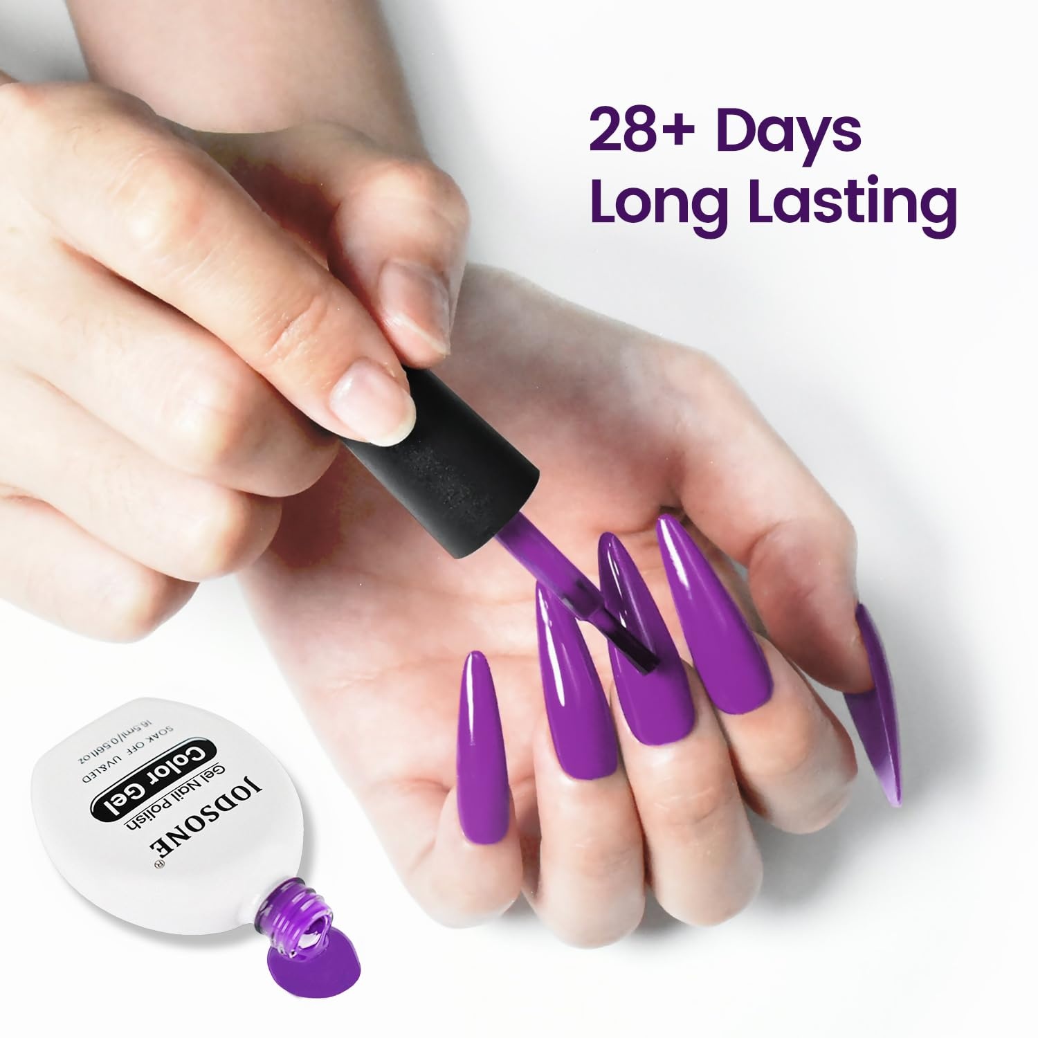 JODSONE 16.5ml Gel Nail Polish Dark Purple Polish Dark Purple Color High Gloss Soak Off U V Gel Nail Manicure Salon DIY at Home - view 4