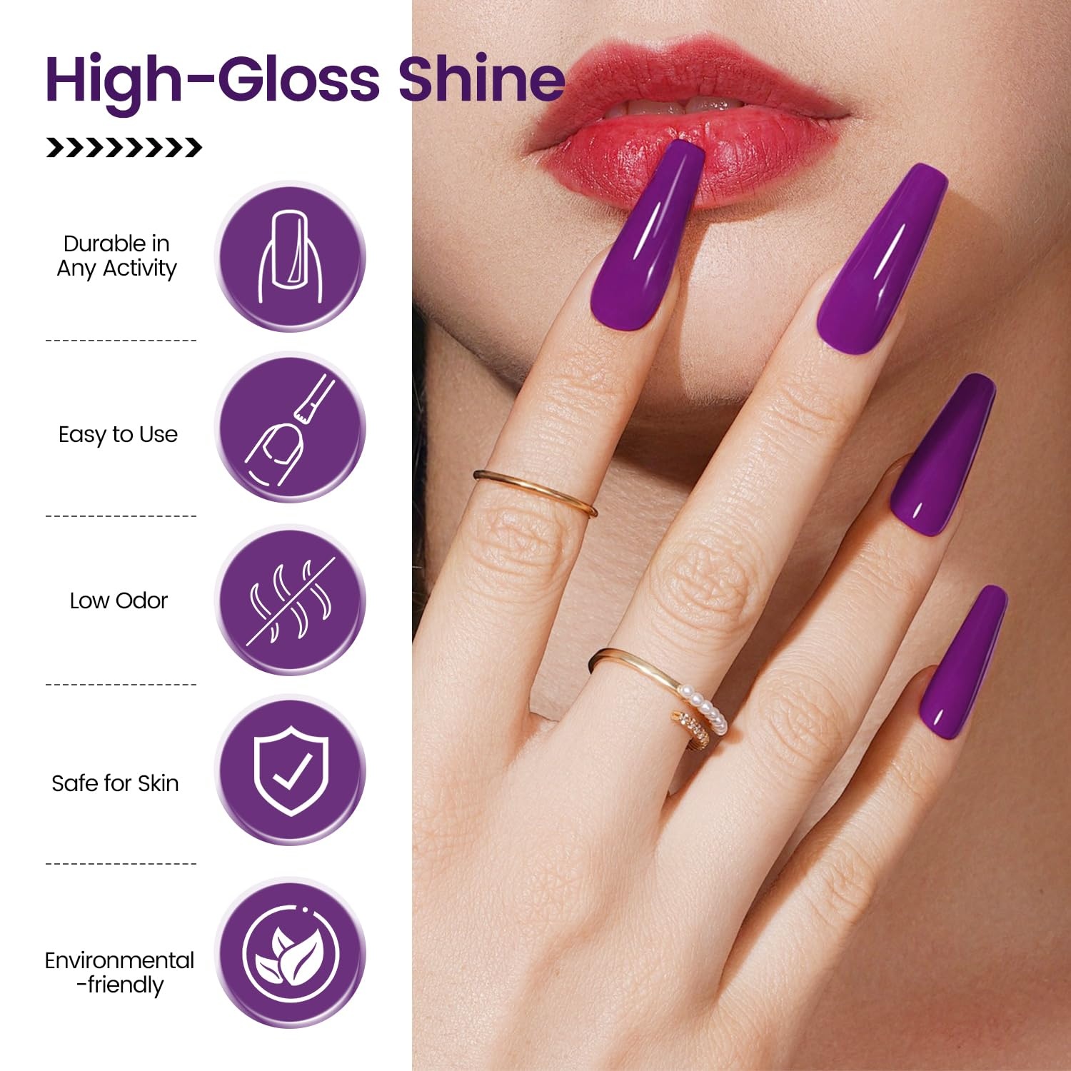 JODSONE 16.5ml Gel Nail Polish Dark Purple Polish Dark Purple Color High Gloss Soak Off U V Gel Nail Manicure Salon DIY at Home - view 5