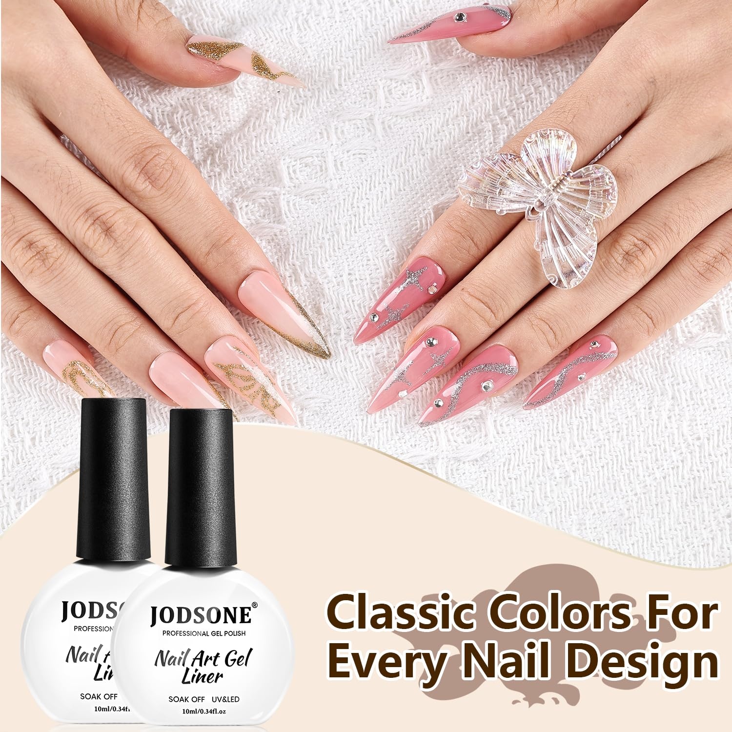 JODSONE 2Pcs Gel Nail Polish Set 10ml Black and White Gel Polish,Soak Off LED U V Nail Gel Manicure All Seasons Gel Polish Nail(LX01-LX02)