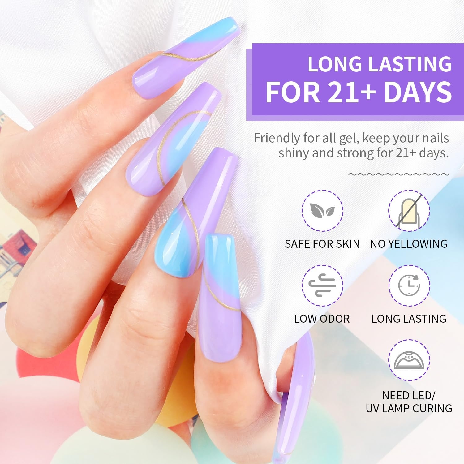 JODSONE 10ml Glitter Gel Nail Polish Set 6 Color and Base Coat Top Coat - view 7