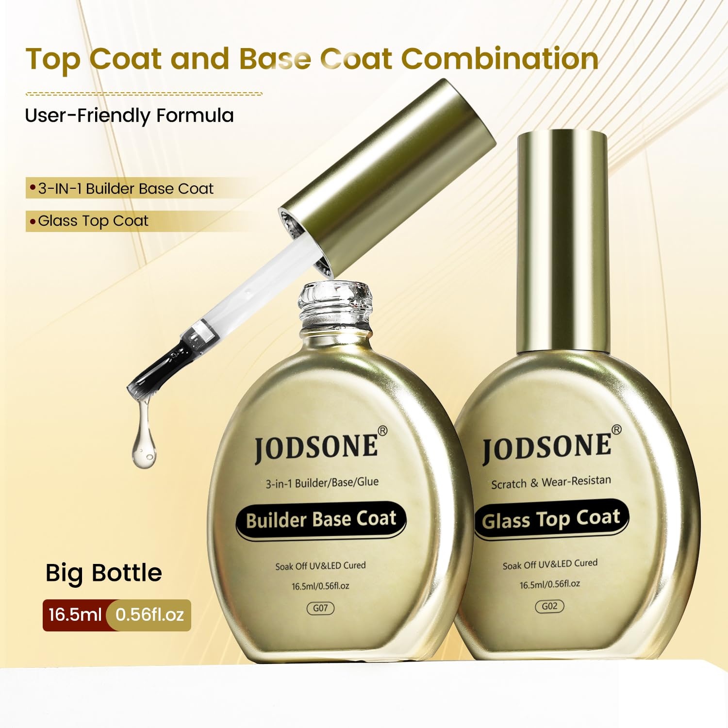 JODSONE Matte Gel Top Coat – 16.5ml Powder-Resistant No Wipe Gel Top Coat for Chrome Powder Nail Art, Smooth Matte Finish, U V Curing Required(G0207)