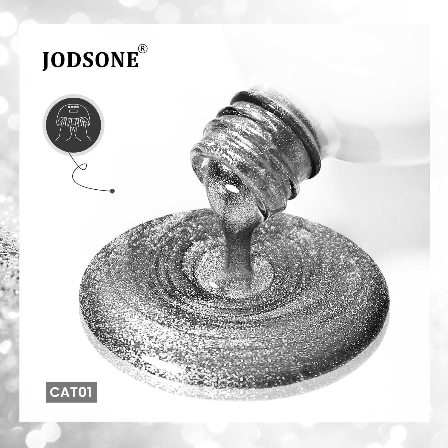 JODSONE 16.5ml Gray Gel Nail Polish Silver Gel Polish High Gloss Soak Off U V Nail Manicure Salon DIY at Home(CAT01)
