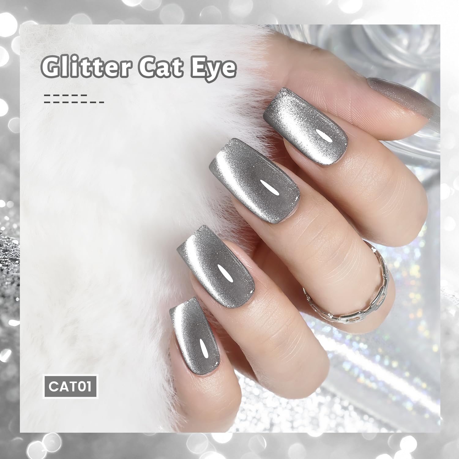 JODSONE 16.5ml Gray Gel Nail Polish Silver Gel Polish High Gloss Soak Off U V Nail Manicure Salon DIY at Home(CAT01) - view 4