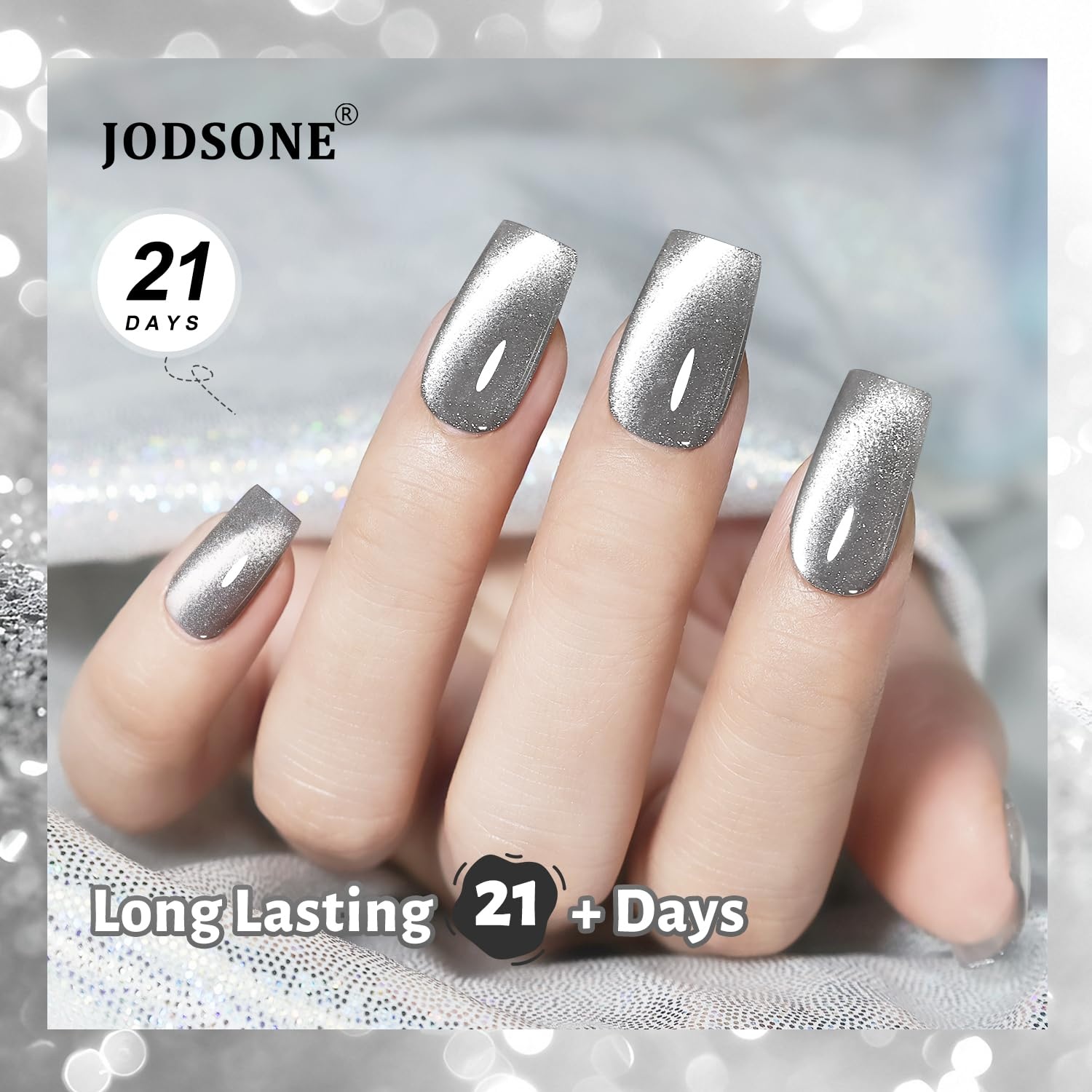 JODSONE 16.5ml Gray Gel Nail Polish Silver Gel Polish High Gloss Soak Off U V Nail Manicure Salon DIY at Home(CAT01) - view 5