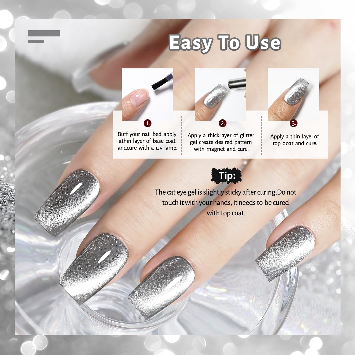 JODSONE 16.5ml Gray Gel Nail Polish Silver Gel Polish High Gloss Soak Off U V Nail Manicure Salon DIY at Home(CAT01) - view 6
