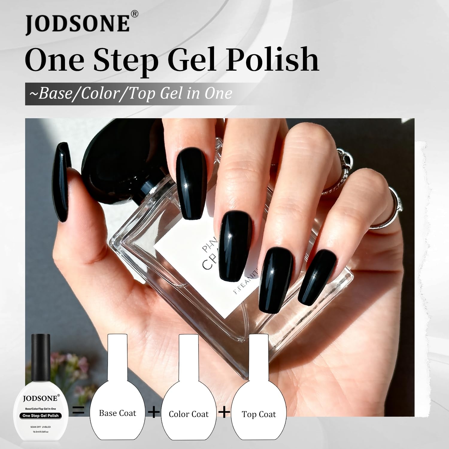 JODSONE 15ml Black Gel Nail Polish Gel Polish Black Soak Off Led Gel Polish Nail Art Manicure Salon Diy At Home(B1401)