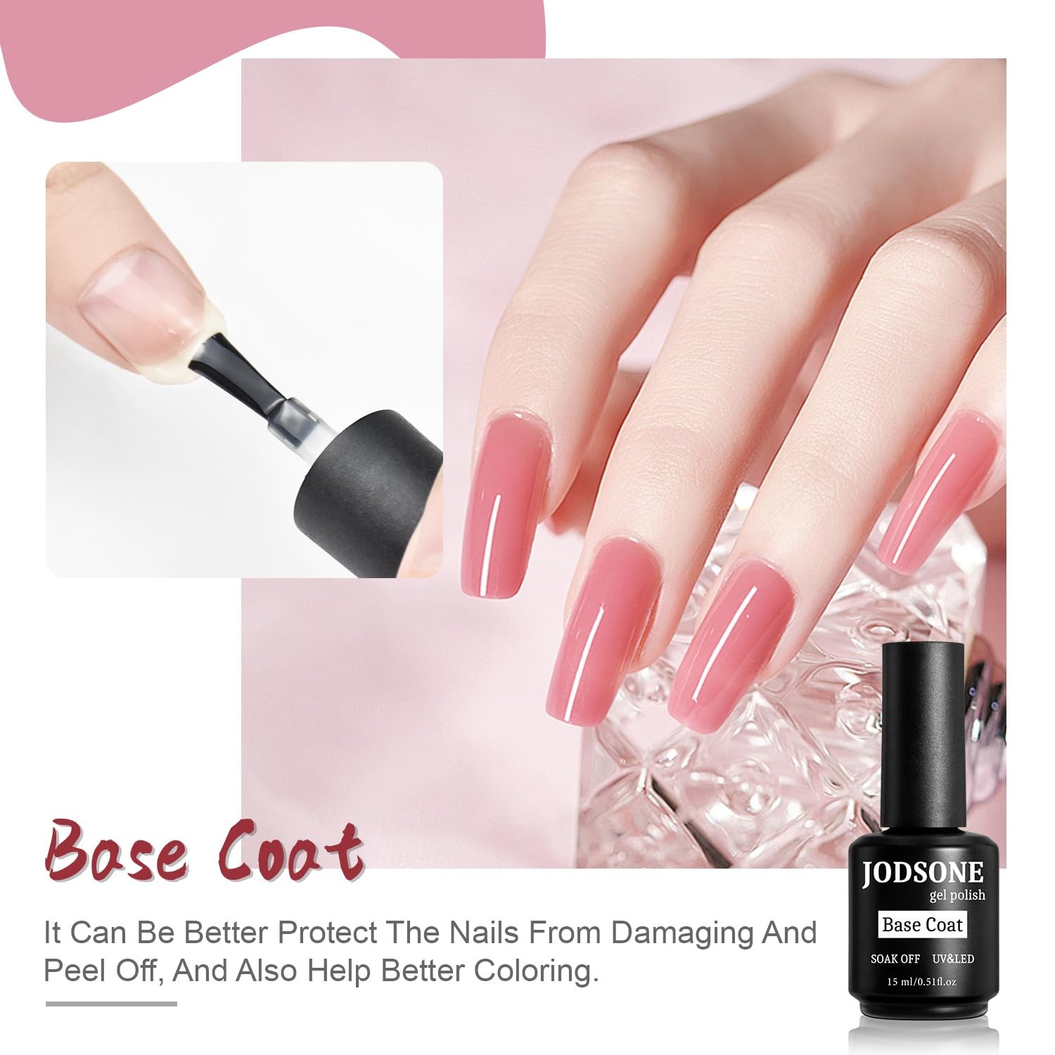 JODSONE 4 Bottles of 15 Capacities of Nail Dehydrator Nail Primer Base Top Coat Long Lasting and Easy to Apply Large Bottle(2 Pcs 15ml-BT)