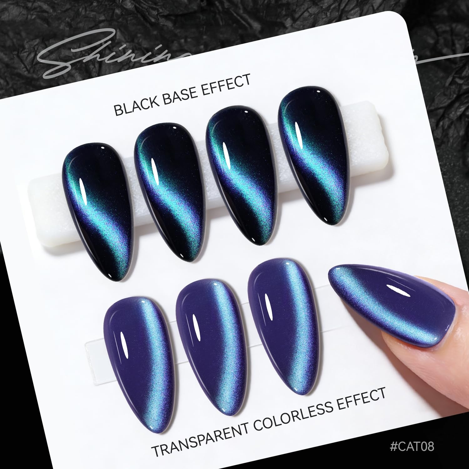 JODSONE 16.5 mL 9D Chameleon Cat Eye Gel Polish with Magnet, Blue Purple | UV/LED Cure, Black Gel Polish Recommended for Stronger Contrast, Multiple Customizable Cat-Eye Effects, Soak-Off Formula(CAT08) - view 2
