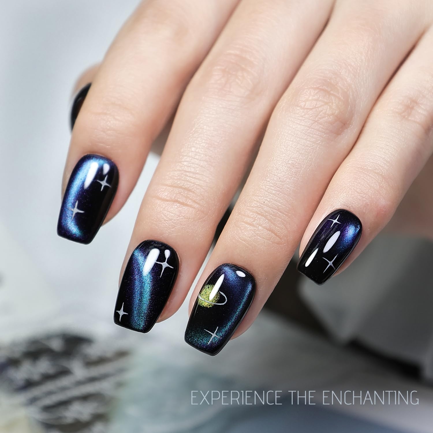 JODSONE 16.5 mL 9D Chameleon Cat Eye Gel Polish with Magnet, Blue Purple | UV/LED Cure, Black Gel Polish Recommended for Stronger Contrast, Multiple Customizable Cat-Eye Effects, Soak-Off Formula(CAT08) - view 5