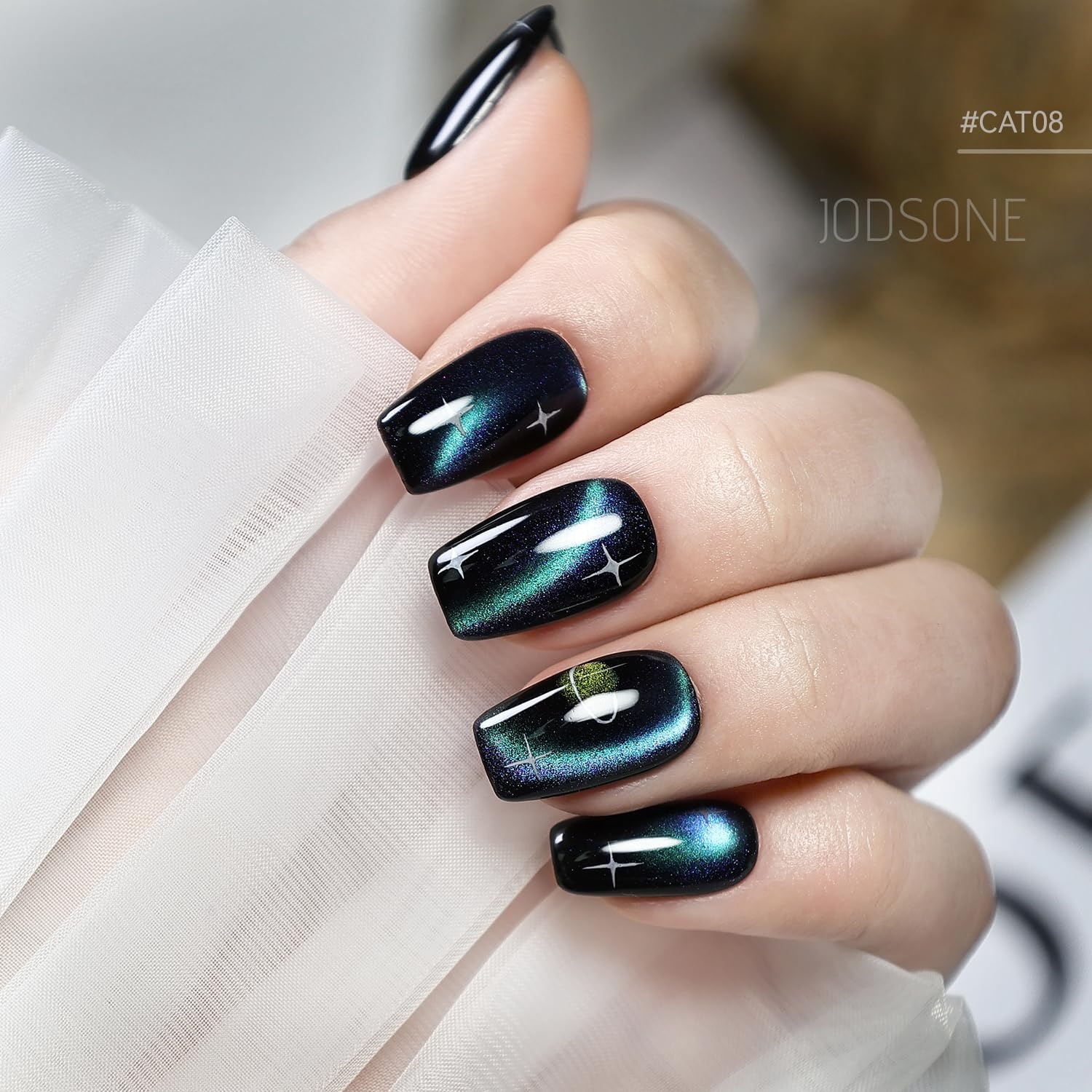 JODSONE 16.5 mL 9D Chameleon Cat Eye Gel Polish with Magnet, Blue Purple | UV/LED Cure, Black Gel Polish Recommended for Stronger Contrast, Multiple Customizable Cat-Eye Effects, Soak-Off Formula(CAT08) - view 6