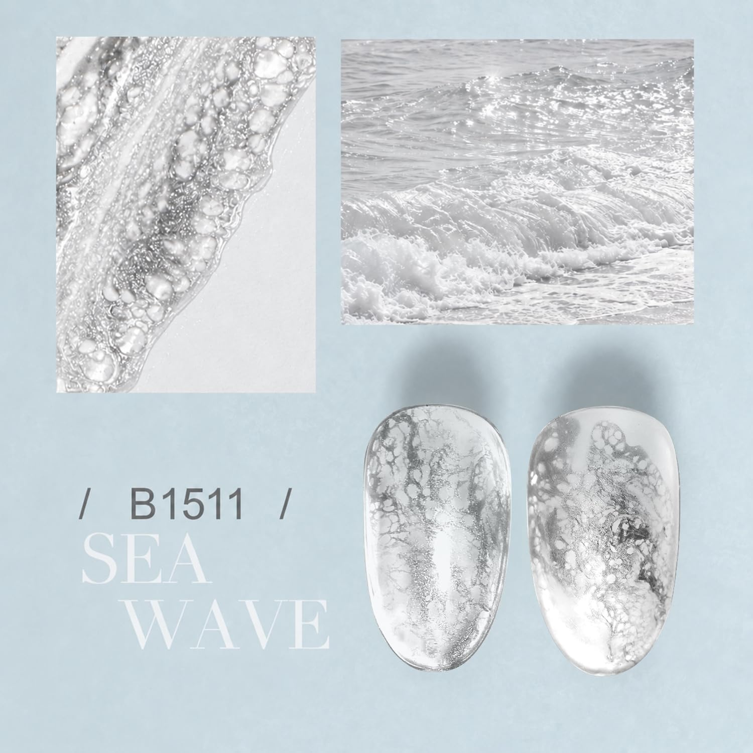 JODSONE Ocean Wave Blooming Gel Nail Polish,16.5ml Wave White Blooming Liquid for Spreading Wave Effect,High Fluidity Wave Textures for DIY Nail Art Design,Applied Over Uncured Base Gel(B1511)