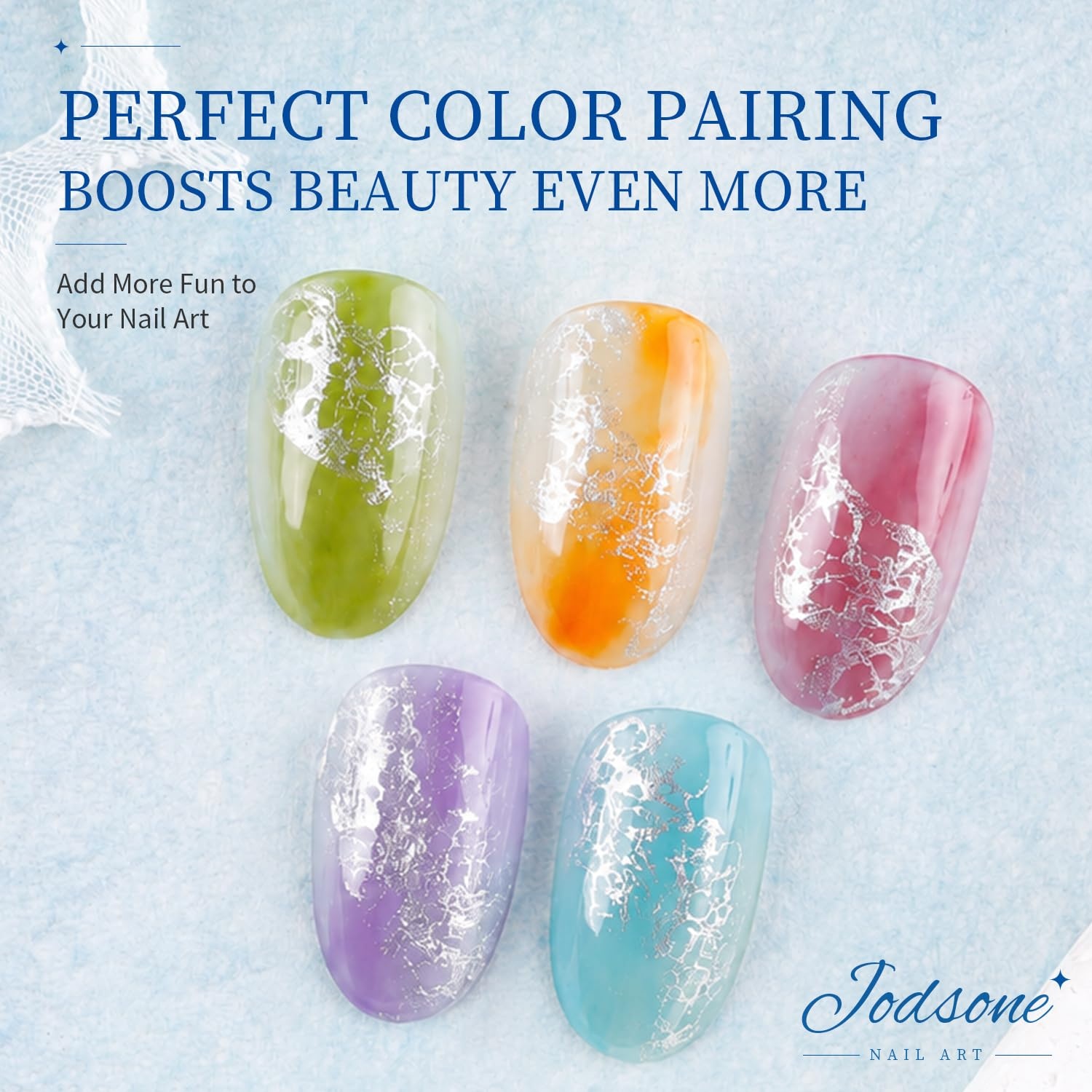 JODSONE Ocean Wave Blooming Gel Nail Polish,16.5ml Wave White Blooming Liquid for Spreading Wave Effect,High Fluidity Wave Textures for DIY Nail Art Design,Applied Over Uncured Base Gel(B1511) - view 2